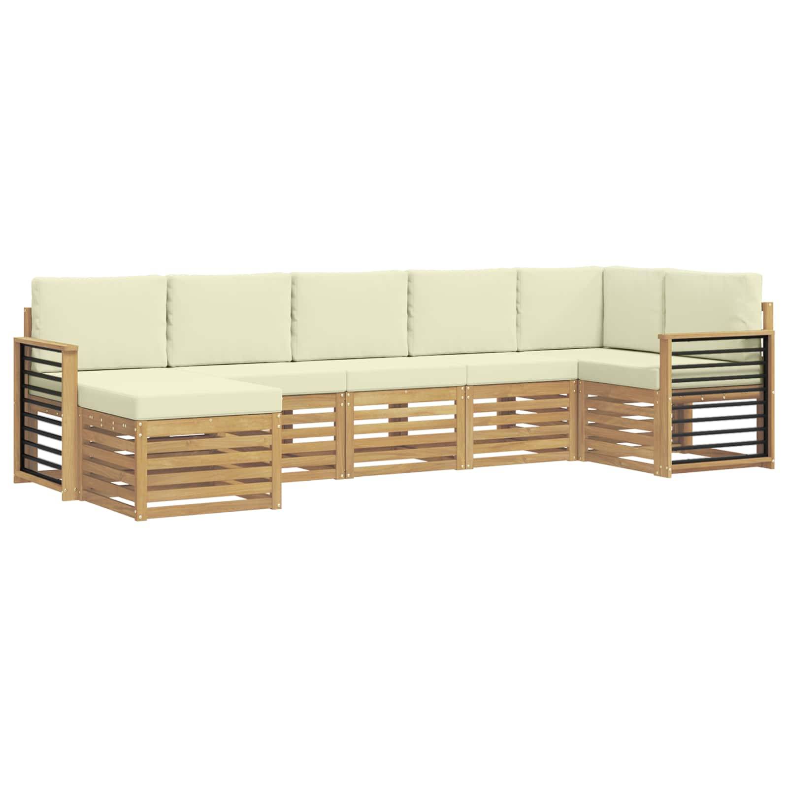vidaXL Outdoor-Sofagarnitur 7 pcs Weiß und Creme