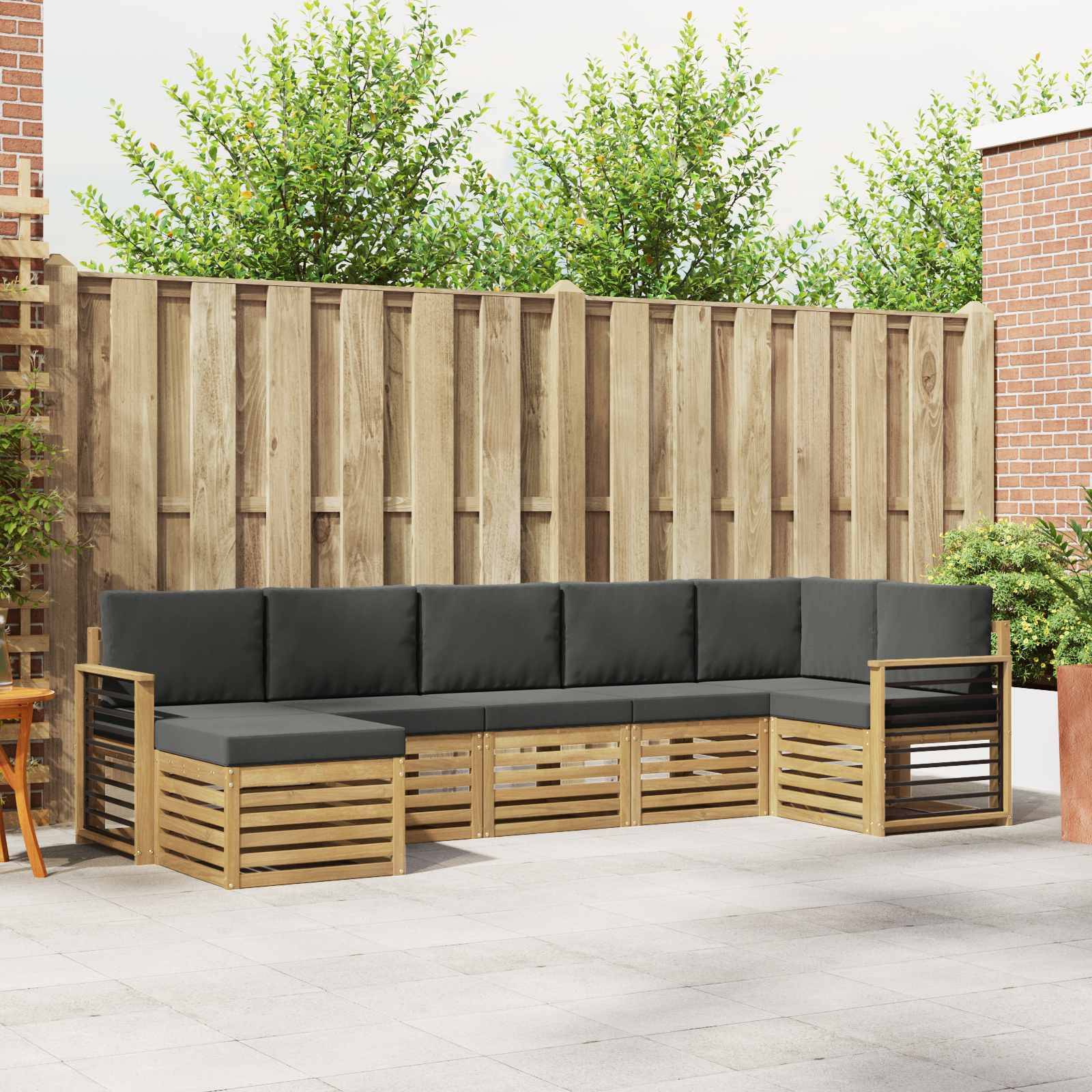 vidaXL Outdoor-Sofagarnitur 7 pcs Weiß und Anthrazit