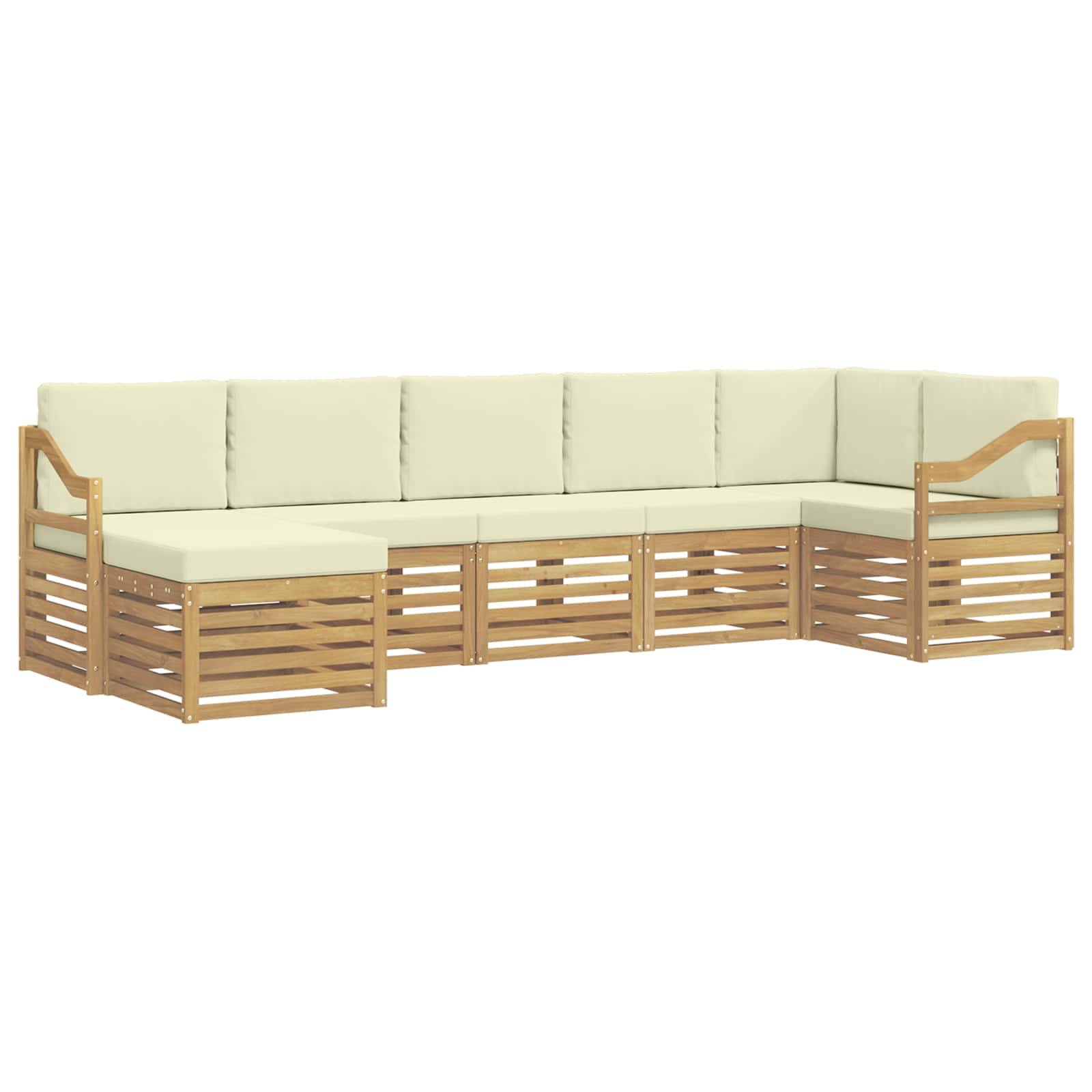 vidaXL Outdoor-Sofagarnitur 7 pcs Weiß und Creme