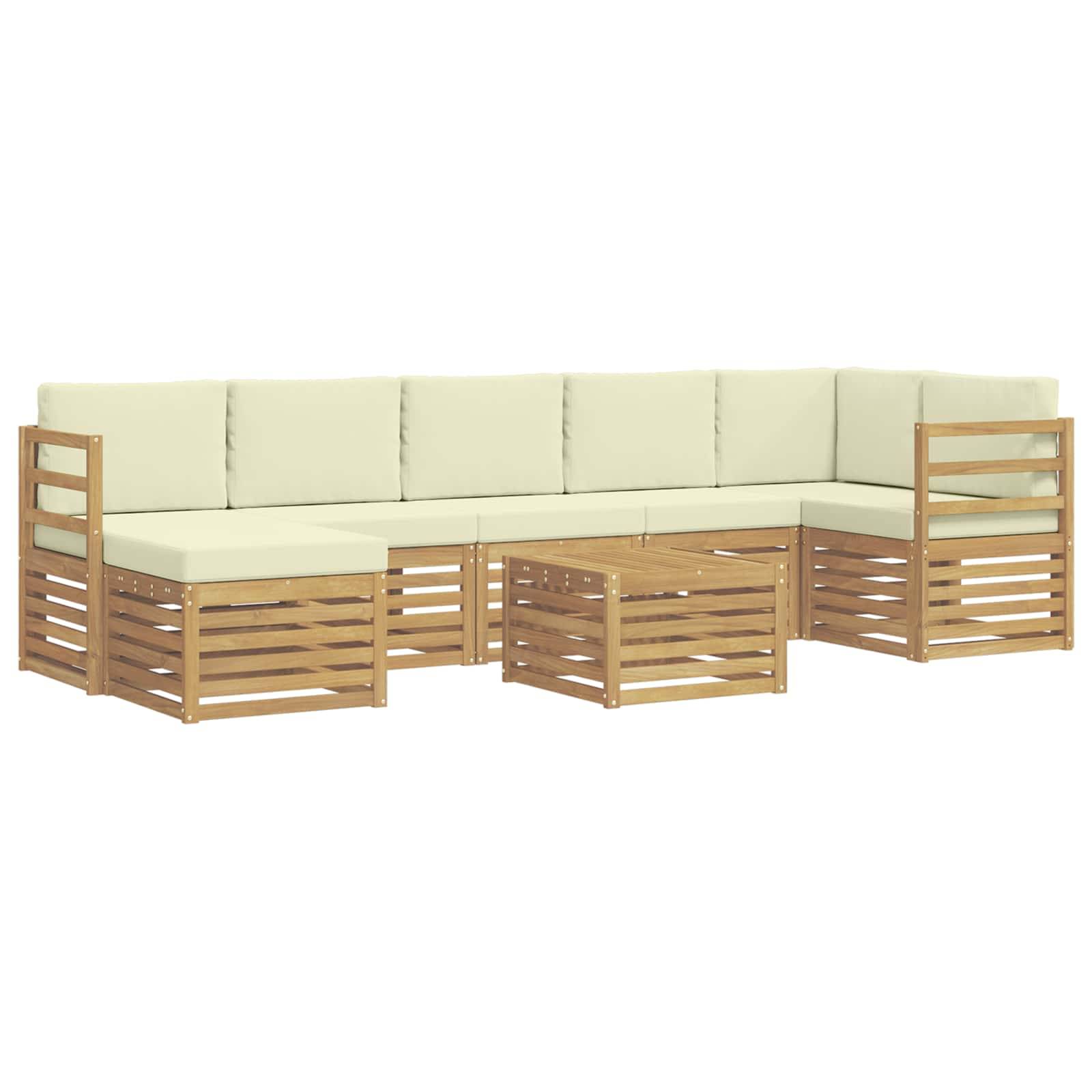 vidaXL Outdoor-Sofagarnitur 8 pcs Weiß und Creme 59 x 59 x 37 cm