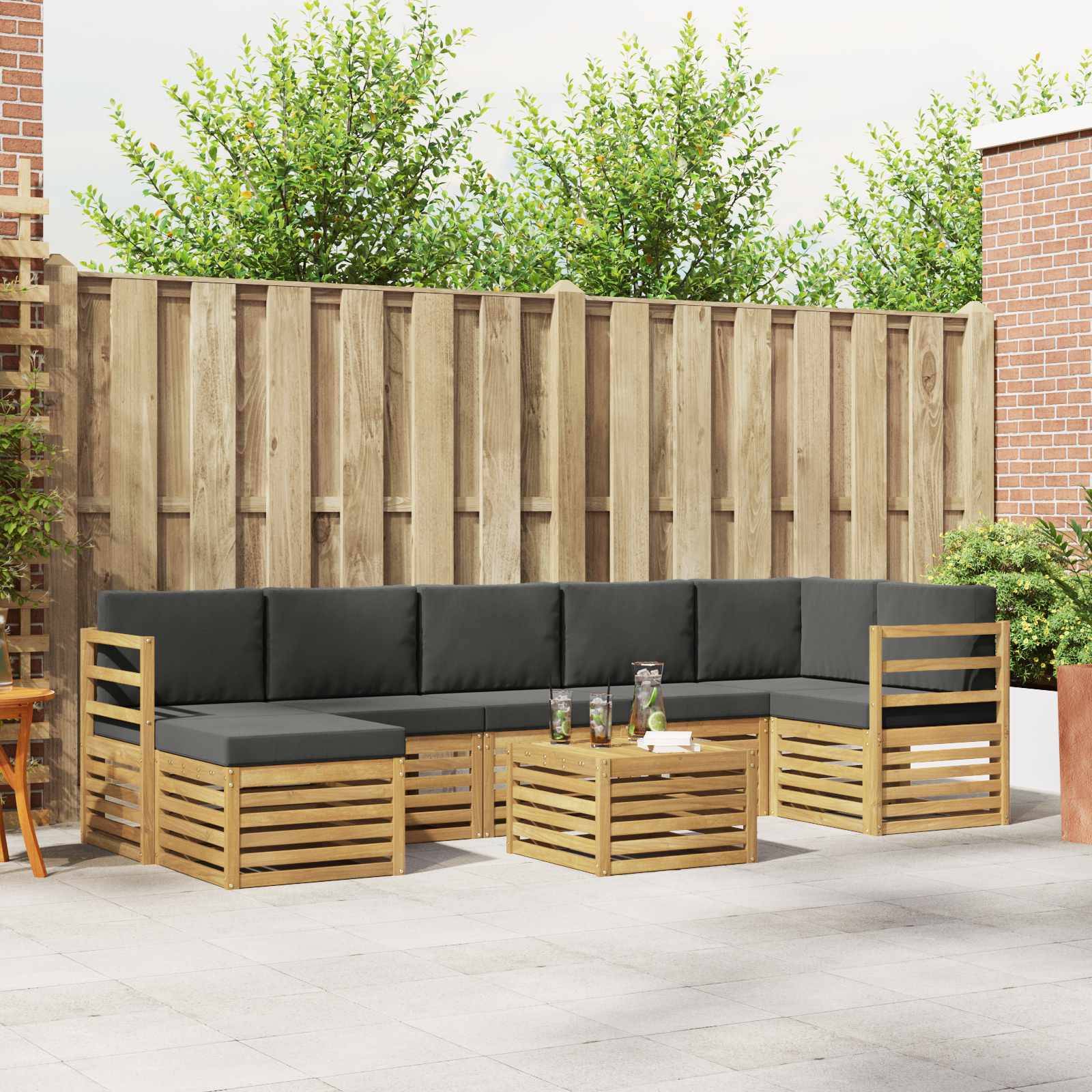 vidaXL Outdoor-Sofagarnitur 8 pcs Weiß und Anthrazit 59 x 59 x 37 cm