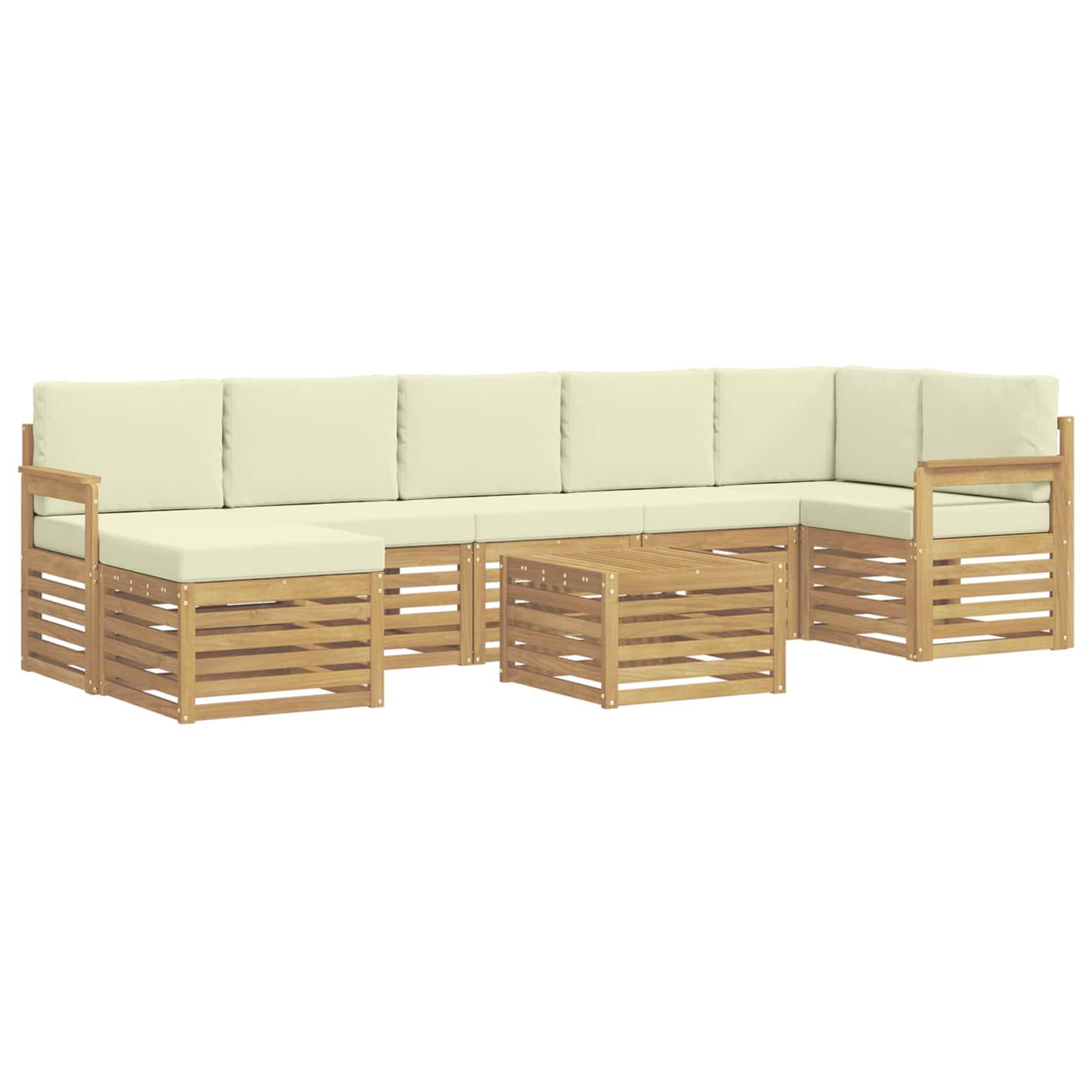 vidaXL Outdoor-Sofagarnitur 8 pcs Weiß und Creme 59 x 59 x 37 cm