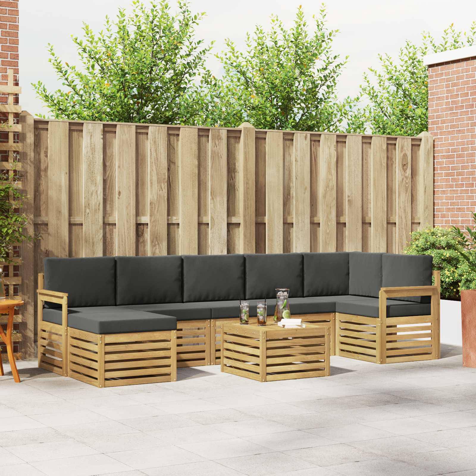 vidaXL Outdoor-Sofagarnitur 8 pcs Weiß und Anthrazit 59 x 59 x 37 cm