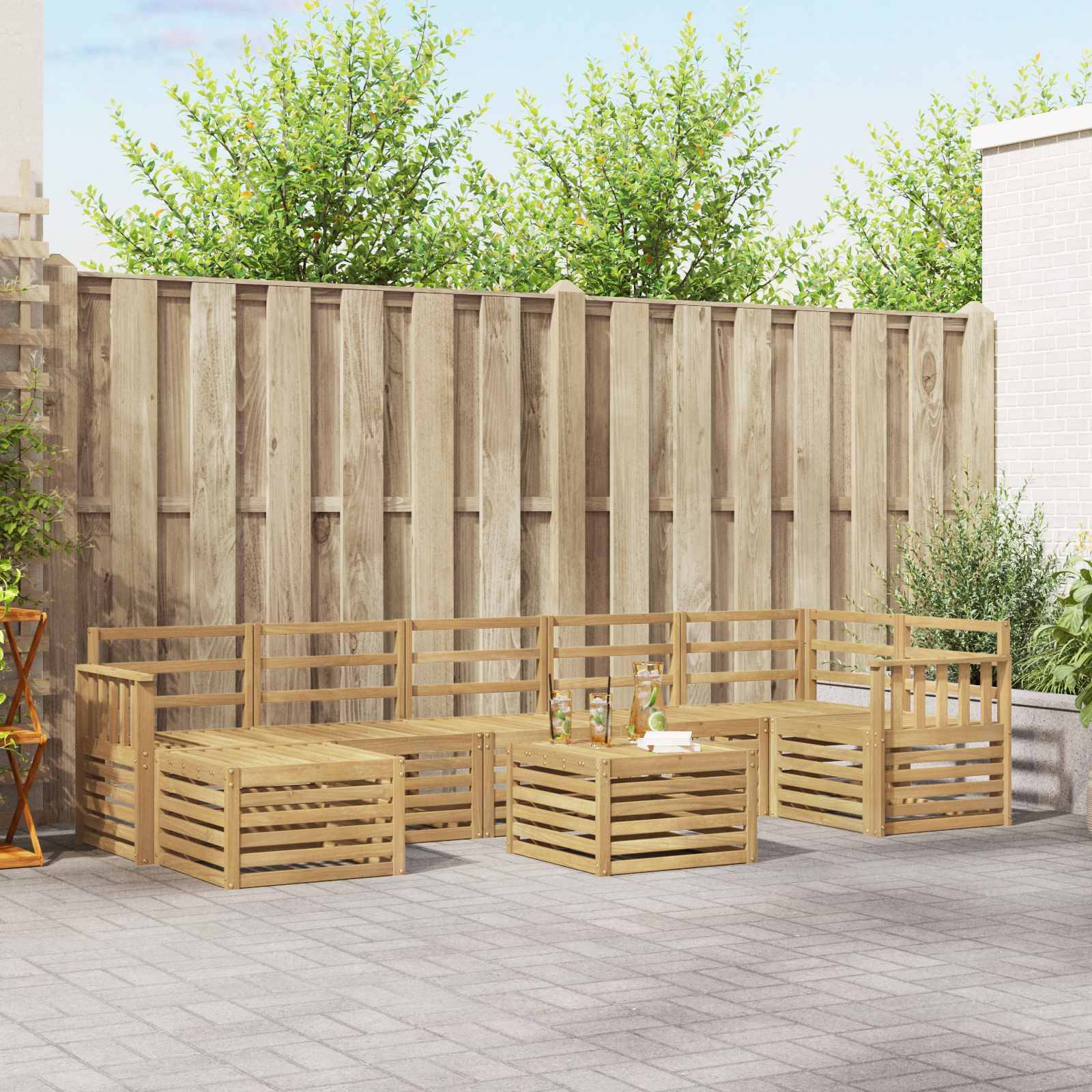 vidaXL Outdoor-Sofagarnitur 8 pcs Weiß 59 x 59 x 37 cm