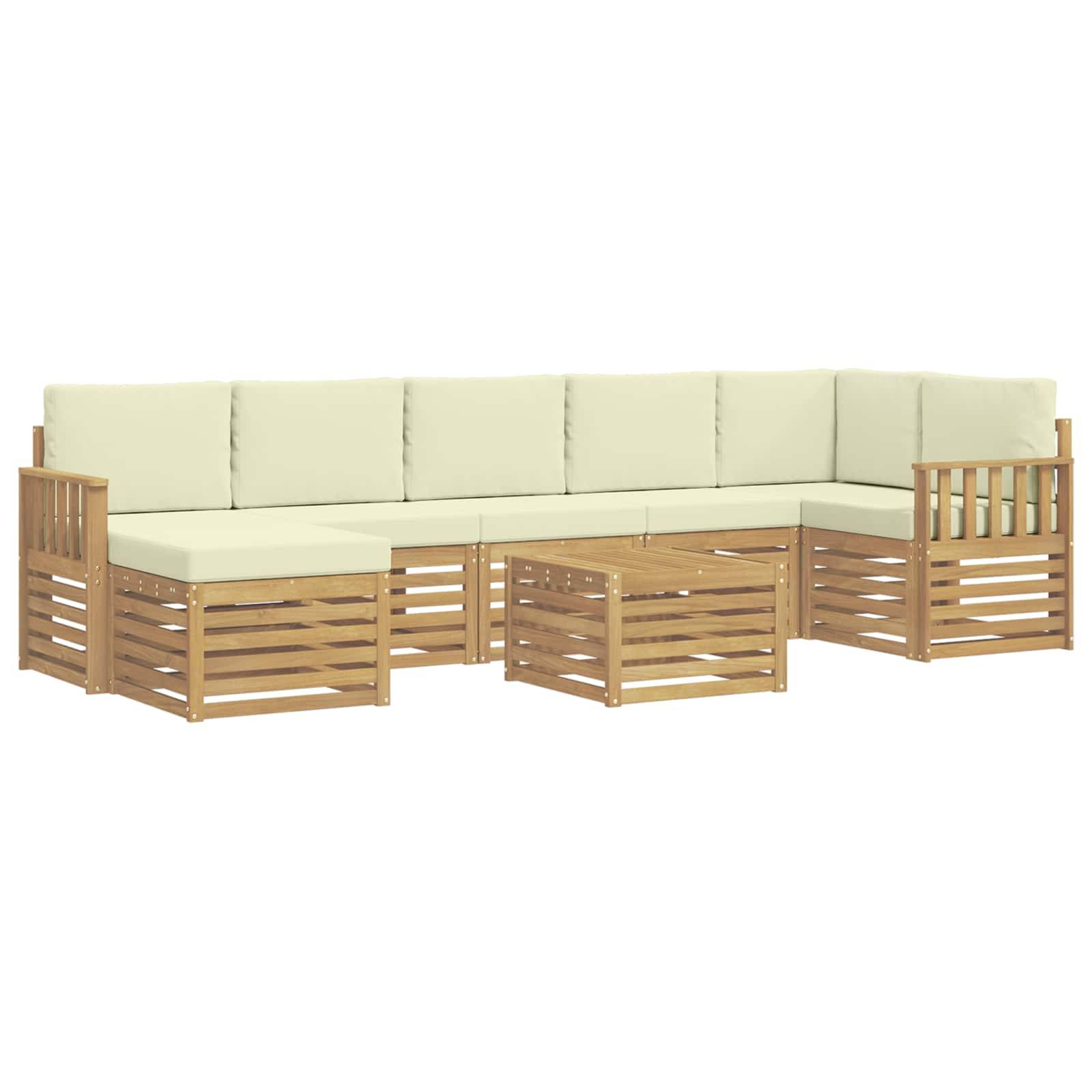 vidaXL Outdoor-Sofagarnitur 8 pcs Weiß und Creme 59 x 59 x 37 cm