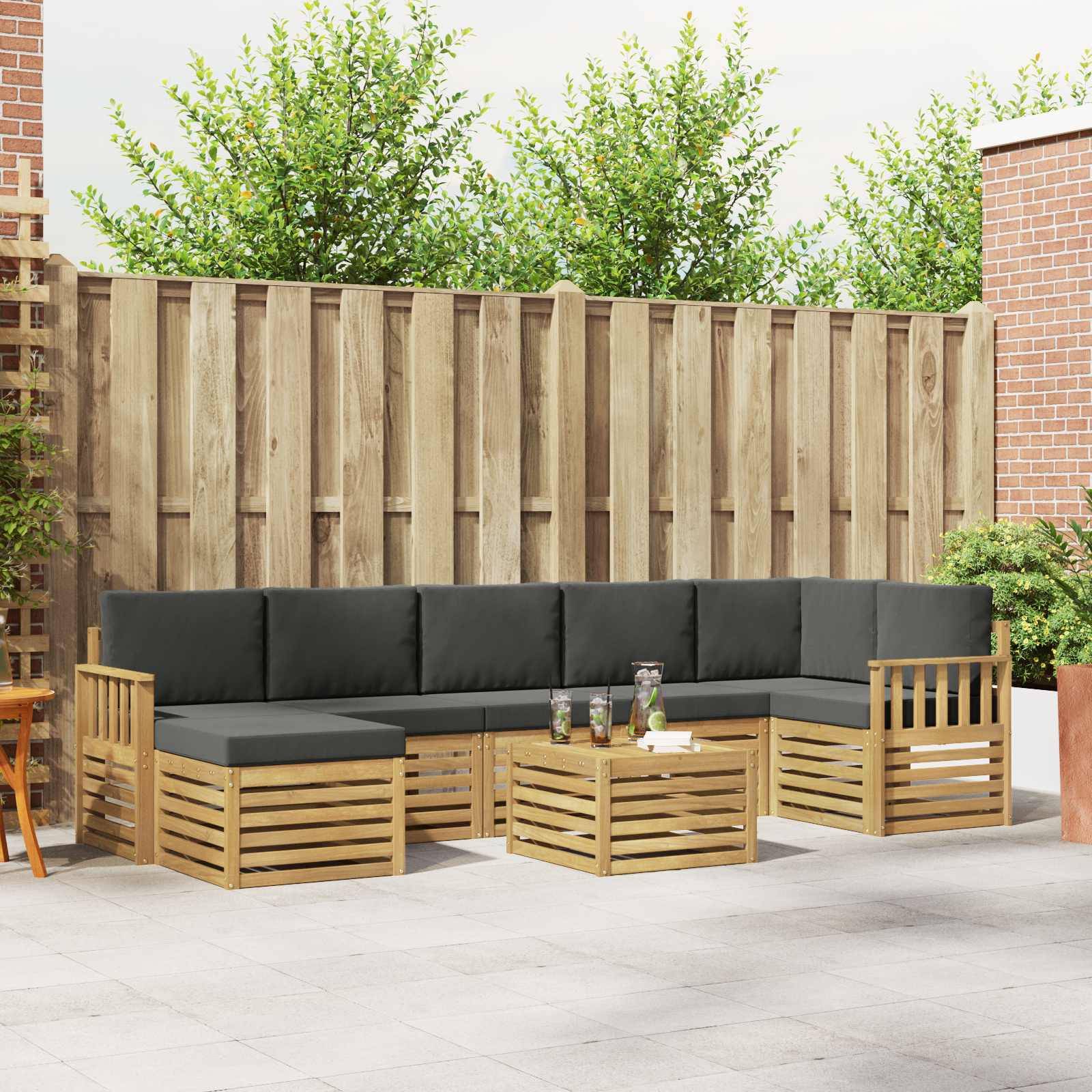 vidaXL Outdoor-Sofagarnitur 8 pcs Weiß und Anthrazit 59 x 59 x 37 cm