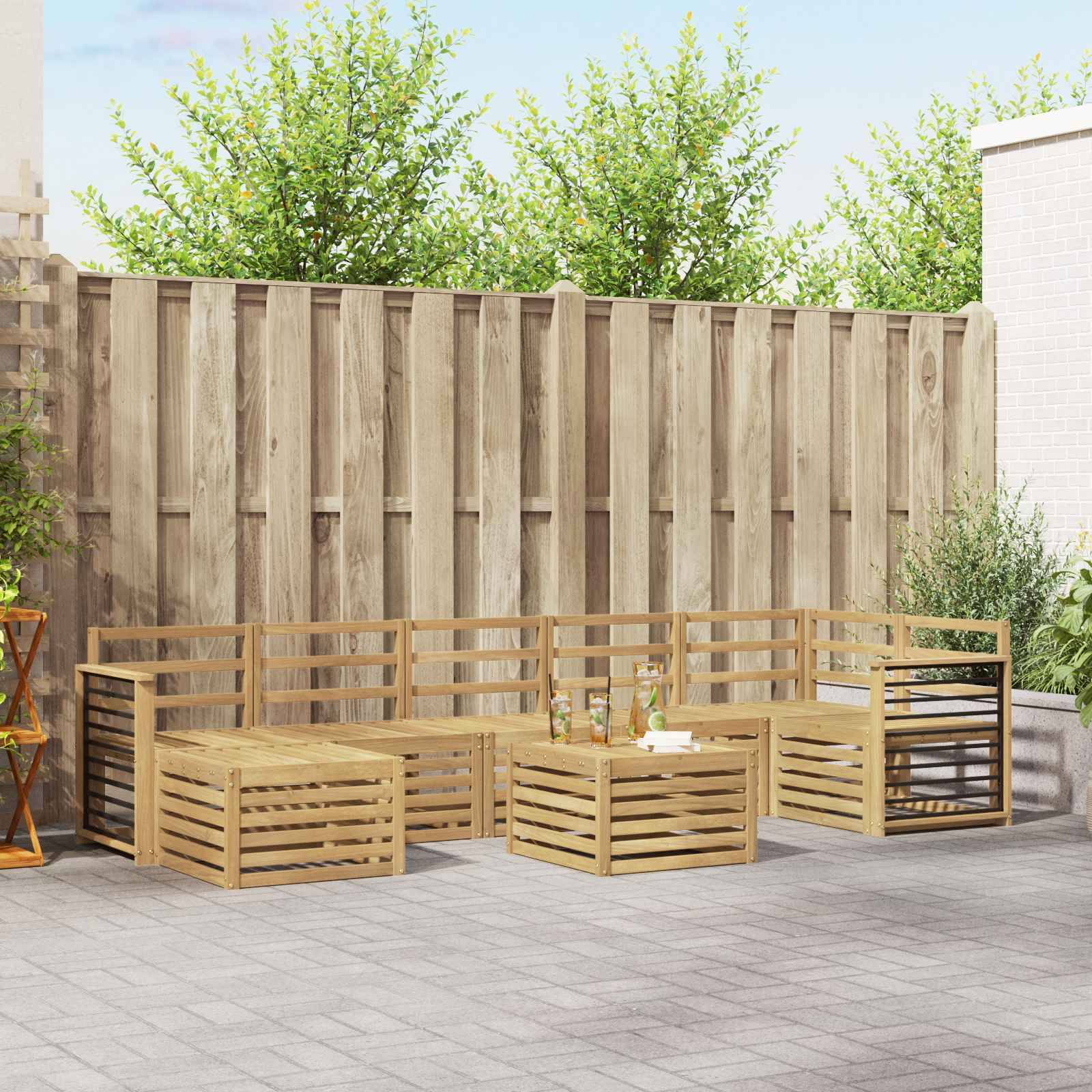 vidaXL Outdoor-Sofagarnitur 8 pcs Weiß 59 x 59 x 37 cm