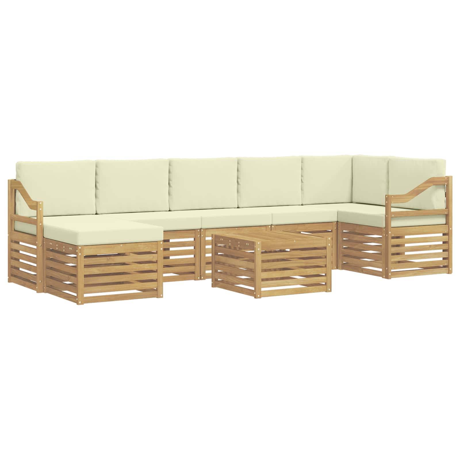 vidaXL Outdoor-Sofagarnitur 8 pcs Weiß und Creme 59 x 59 x 37 cm