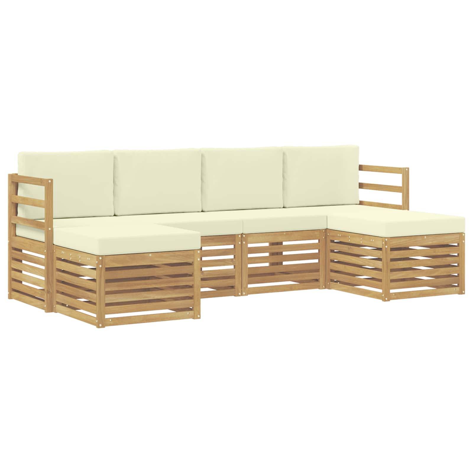 vidaXL Outdoor-Sofagarnitur 6 pcs Weiß und Creme 245 x 122,5 x 73 cm