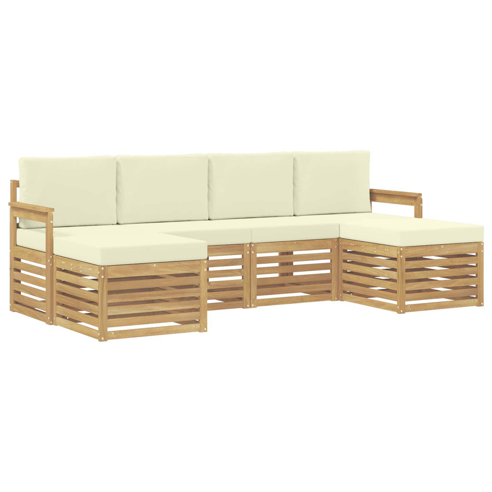 vidaXL Outdoor-Sofagarnitur 6 pcs Weiß und Creme 249 x 122,5 x 73 cm