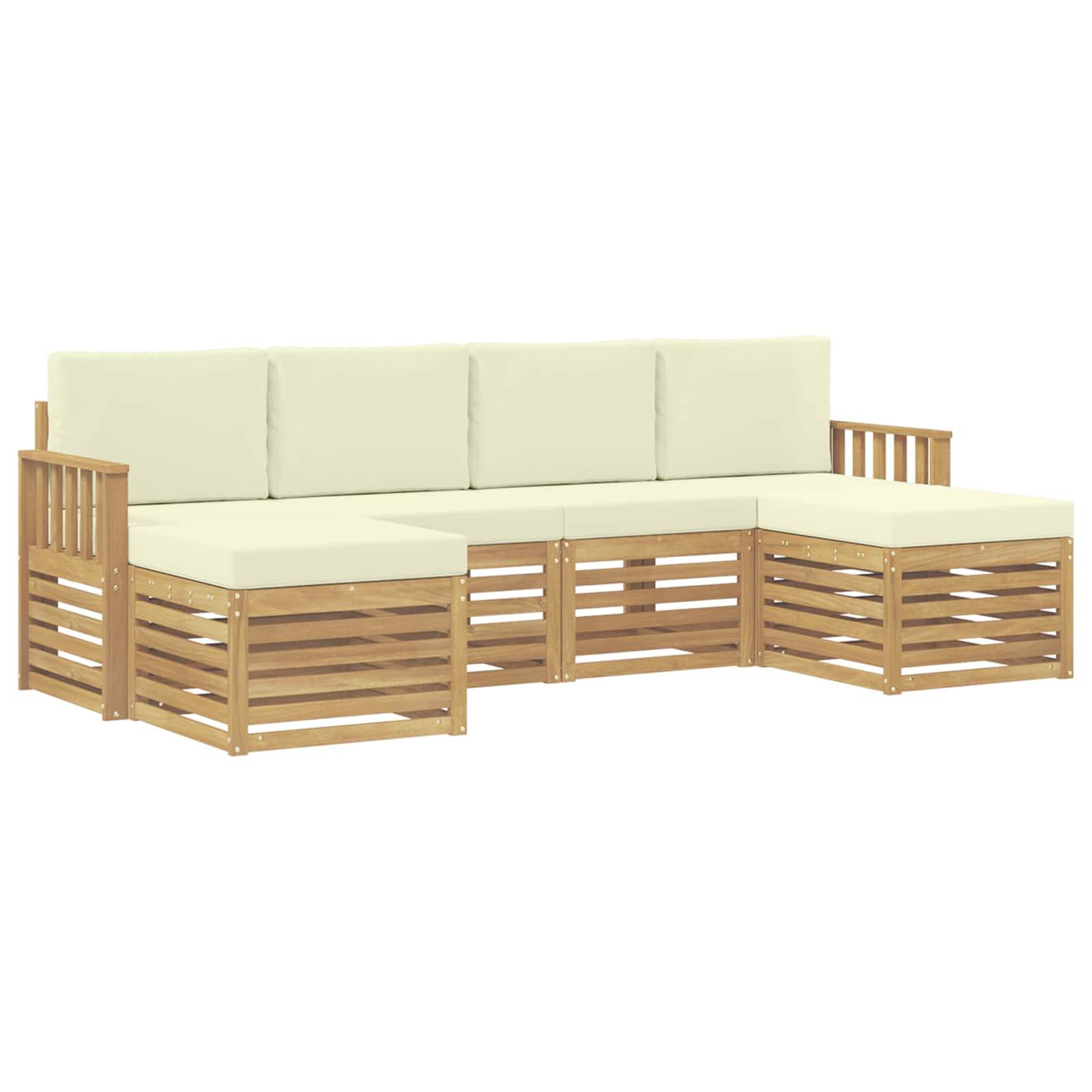 vidaXL Outdoor-Sofagarnitur 6 pcs Weiß und Creme 249 x 122,5 x 73 cm