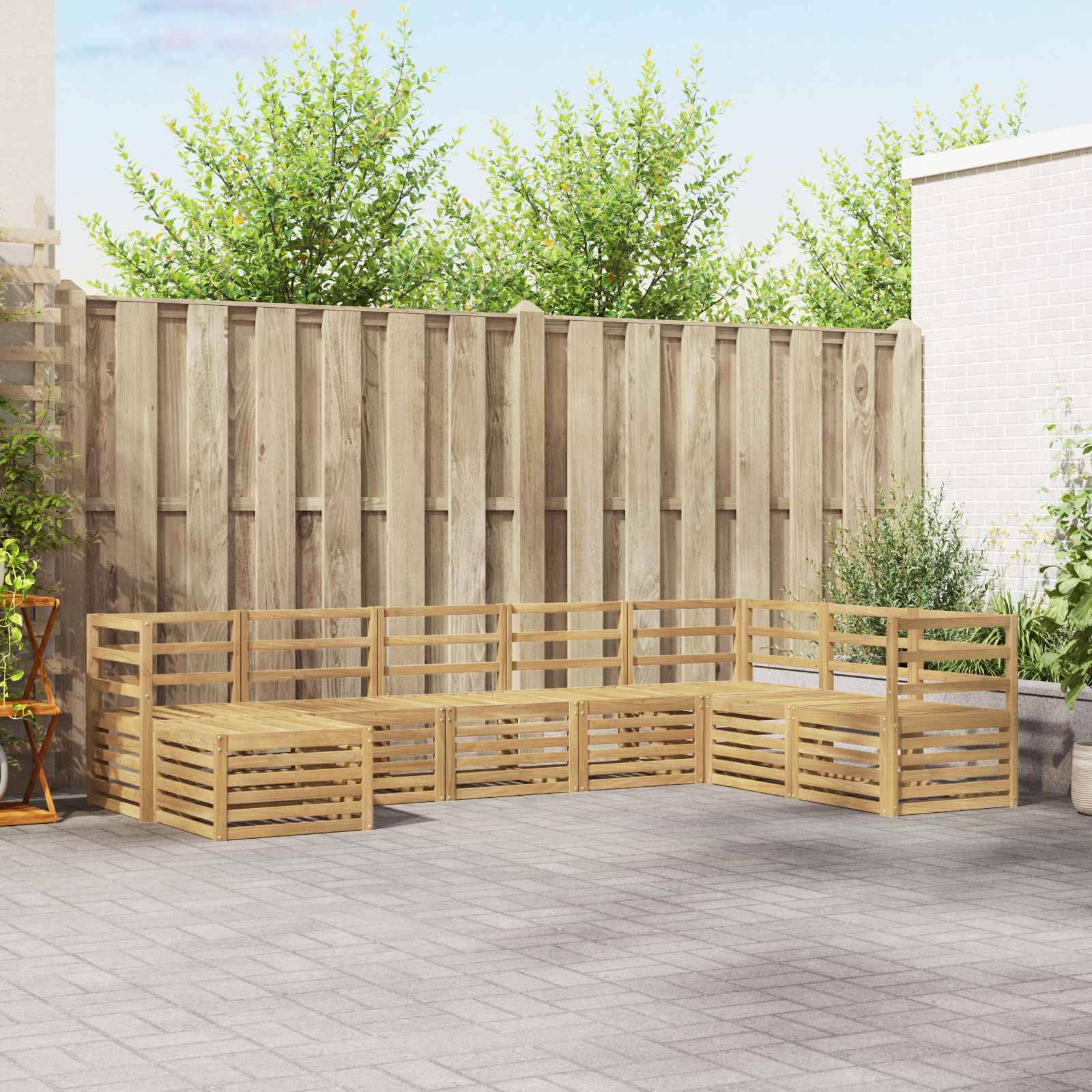 vidaXL Outdoor-Sofagarnitur 8 pcs Weiß 304 x 185,5 x 73 cm