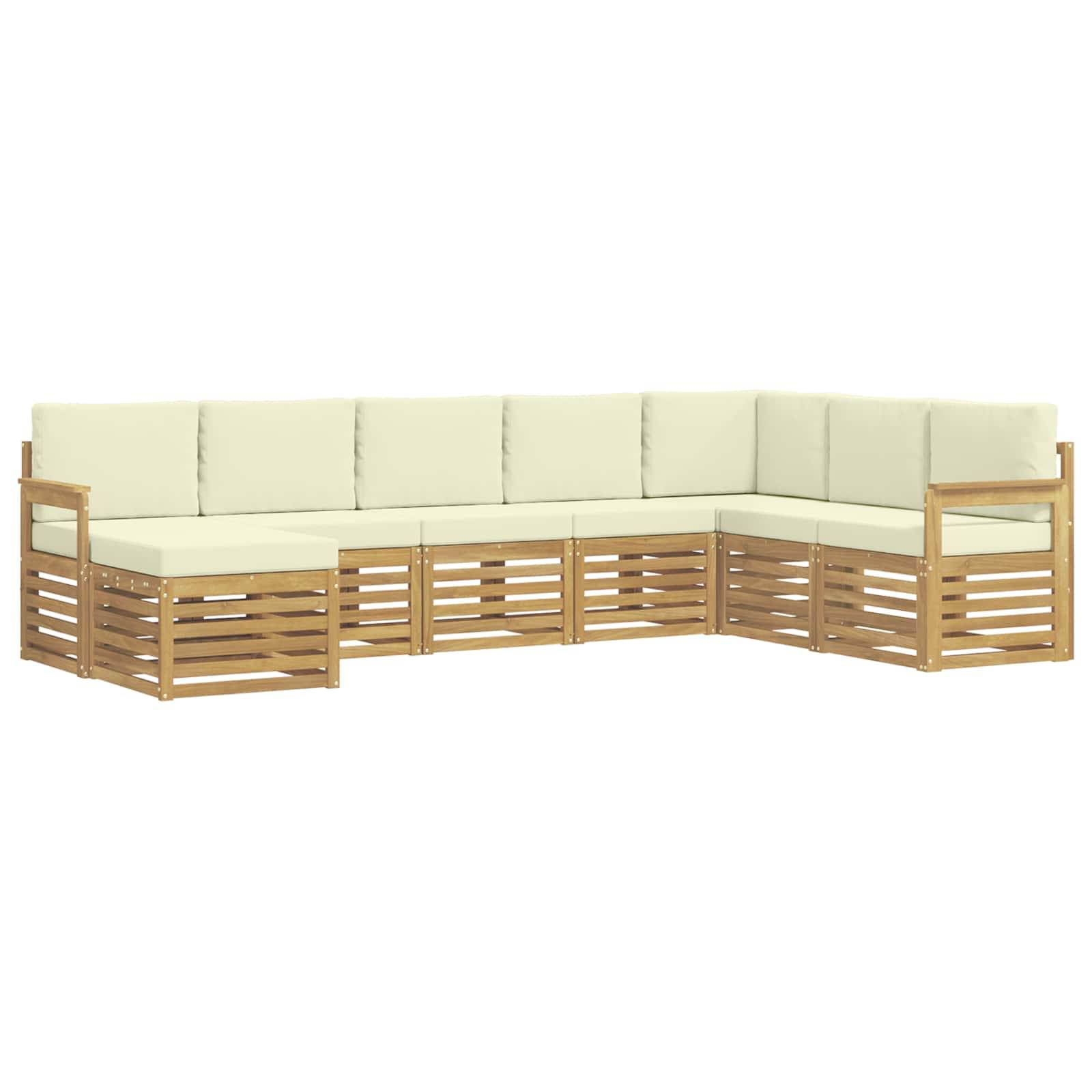 vidaXL Outdoor-Sofagarnitur 8 pcs Weiß und Creme 306 x 187,5 x 73 cm