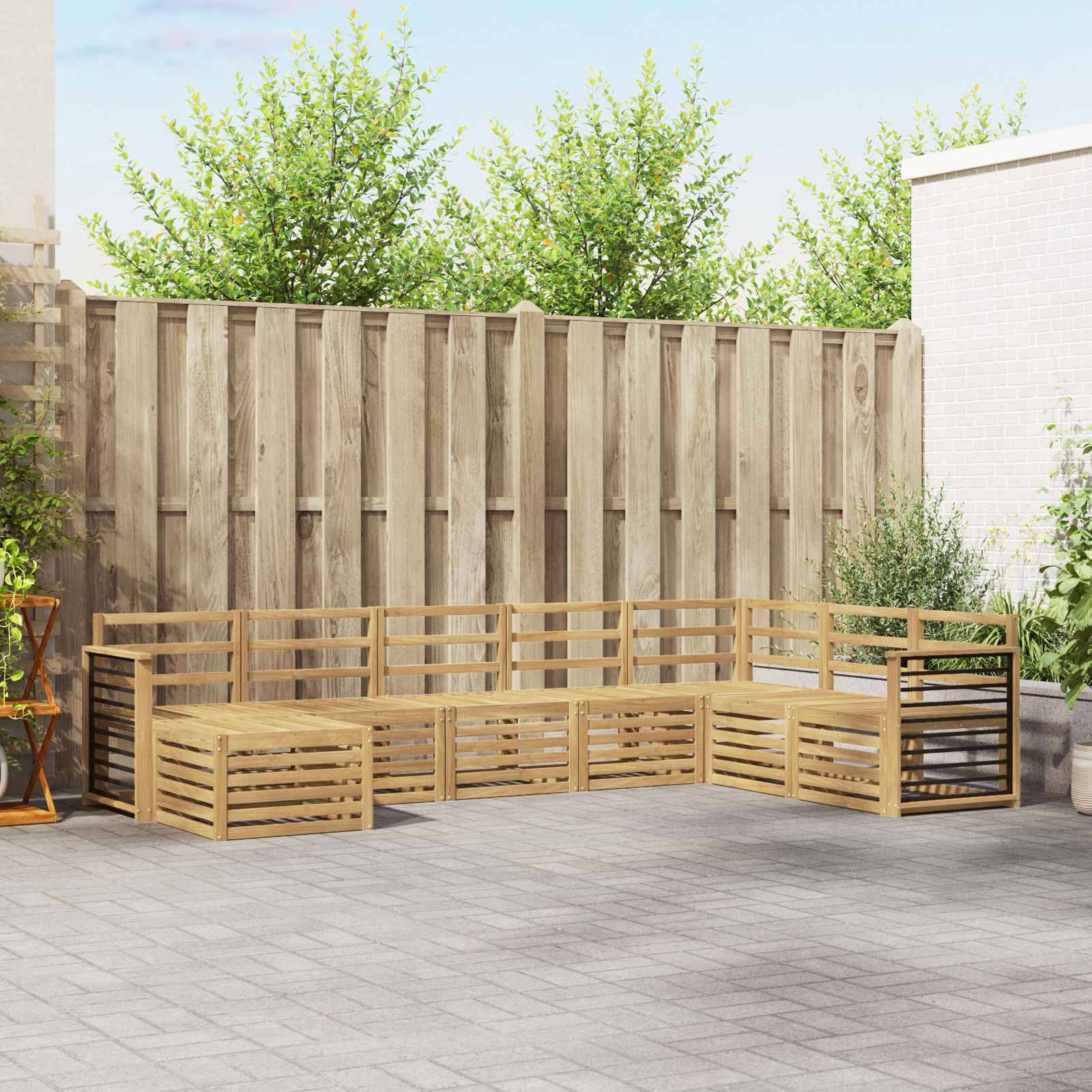 vidaXL Outdoor-Sofagarnitur 8 pcs Weiß 306 x 187,5 x 73 cm