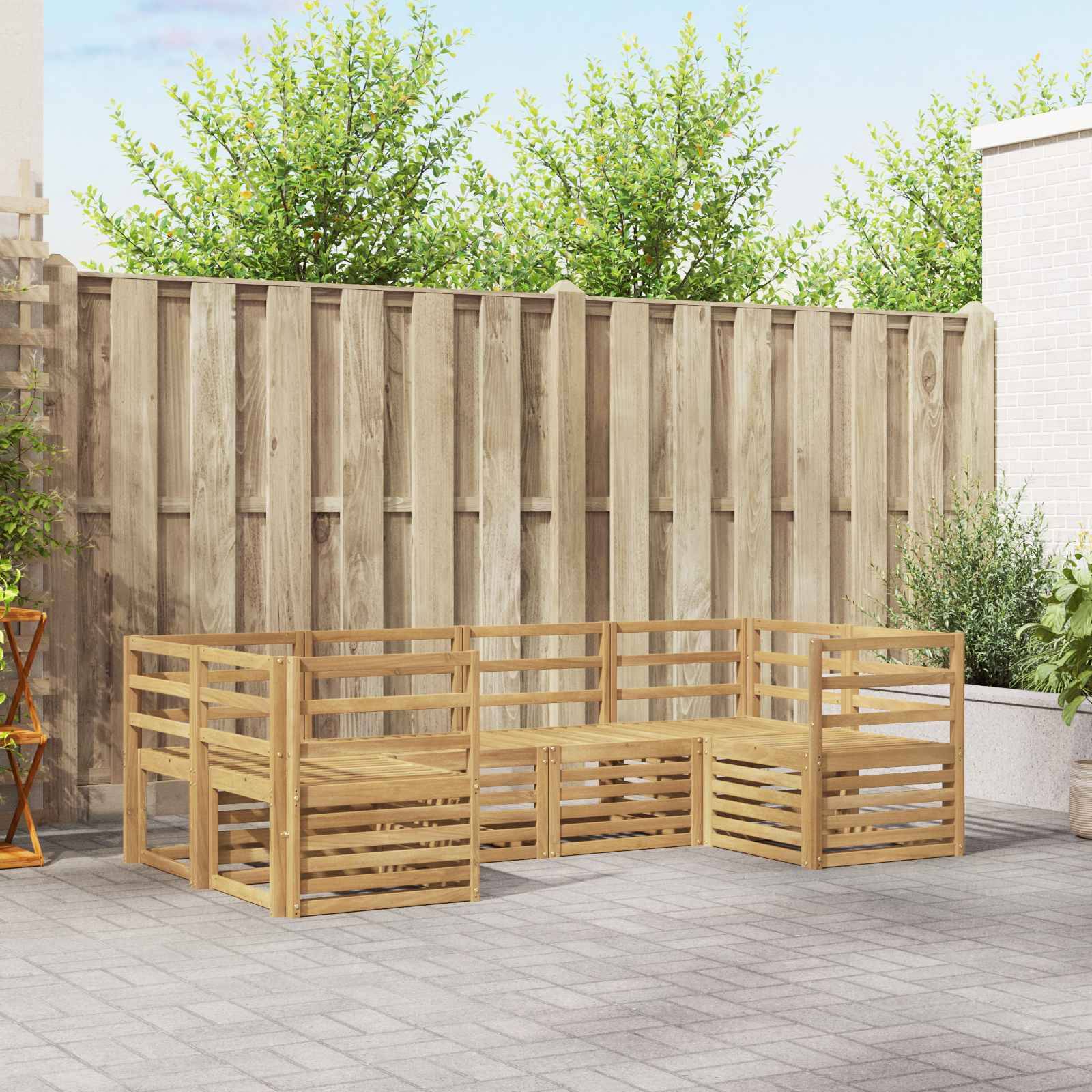 vidaXL Outdoor-Sofagarnitur 6 pcs Weiß 245 x 126,5 x 73 cm