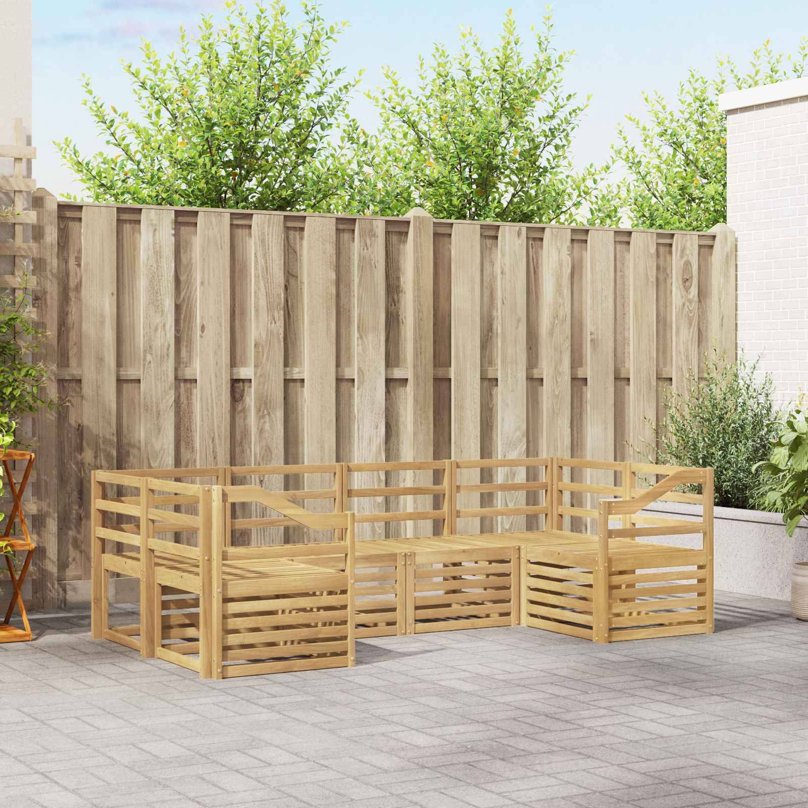 vidaXL Outdoor-Sofagarnitur 6 pcs Weiß 245 x 126,5 x 73 cm