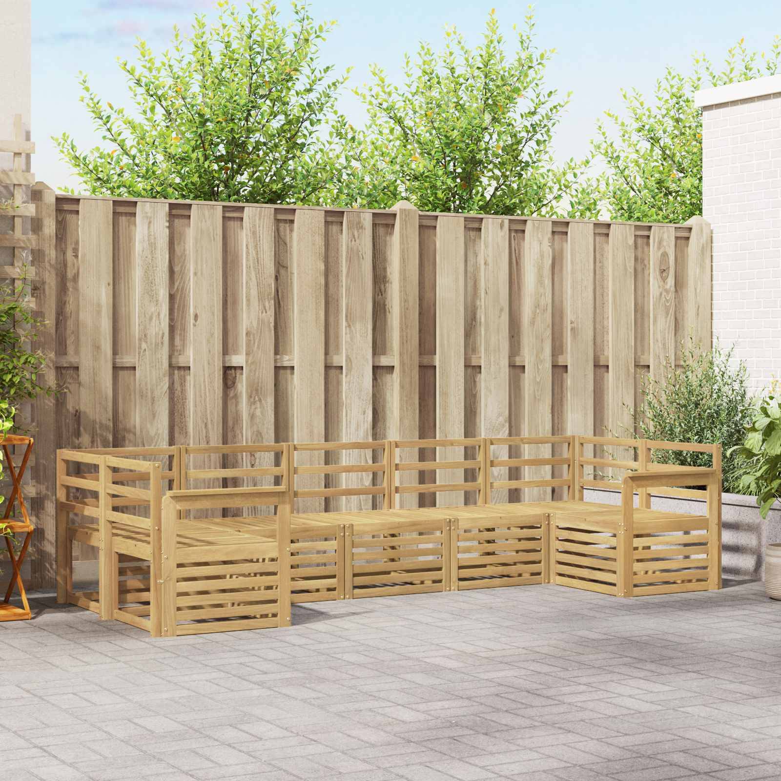 vidaXL Outdoor-Sofagarnitur 7 pcs Weiß 304 x 128,5 x 73 cm