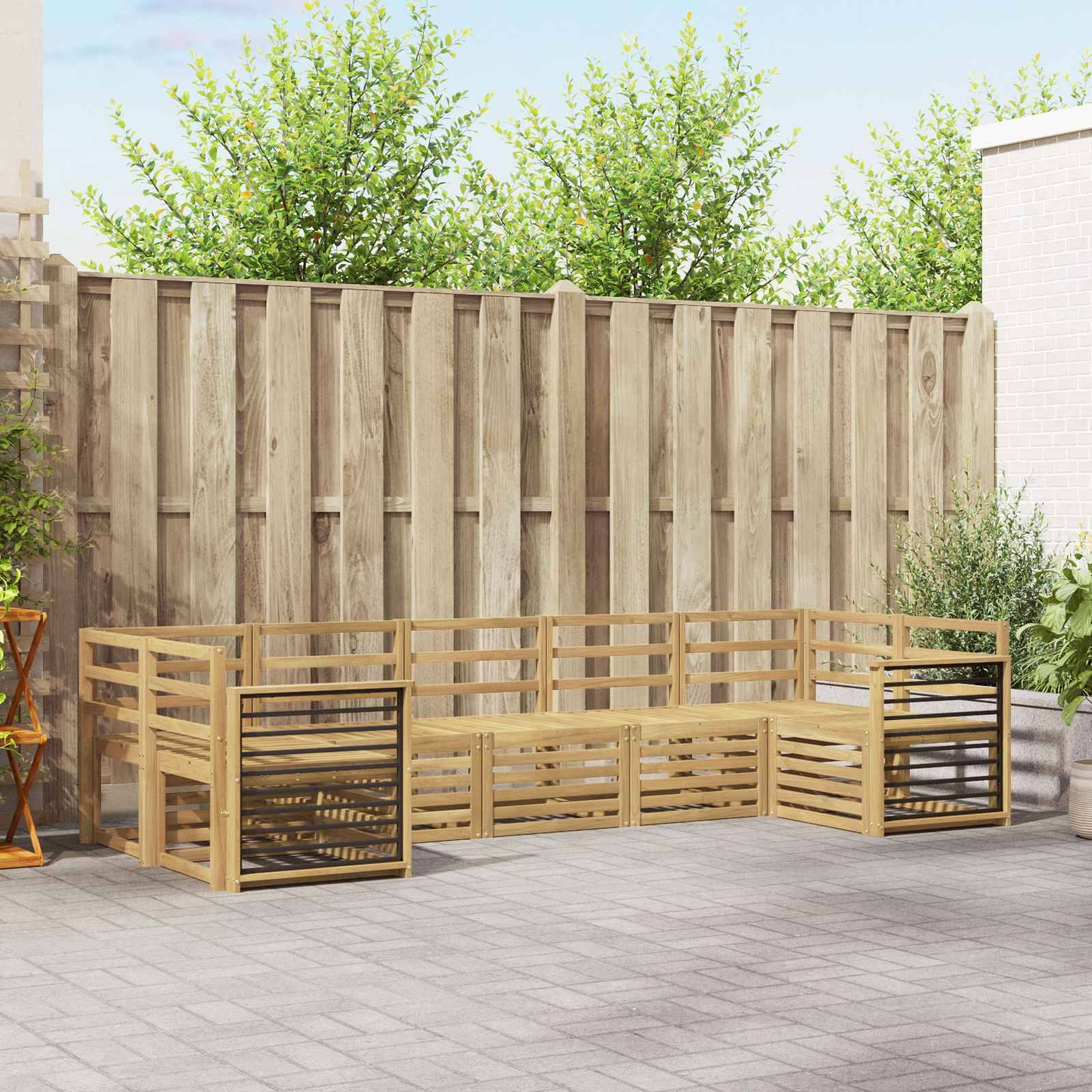 vidaXL Outdoor-Sofagarnitur 7 pcs Weiß 304 x 128,5 x 73 cm