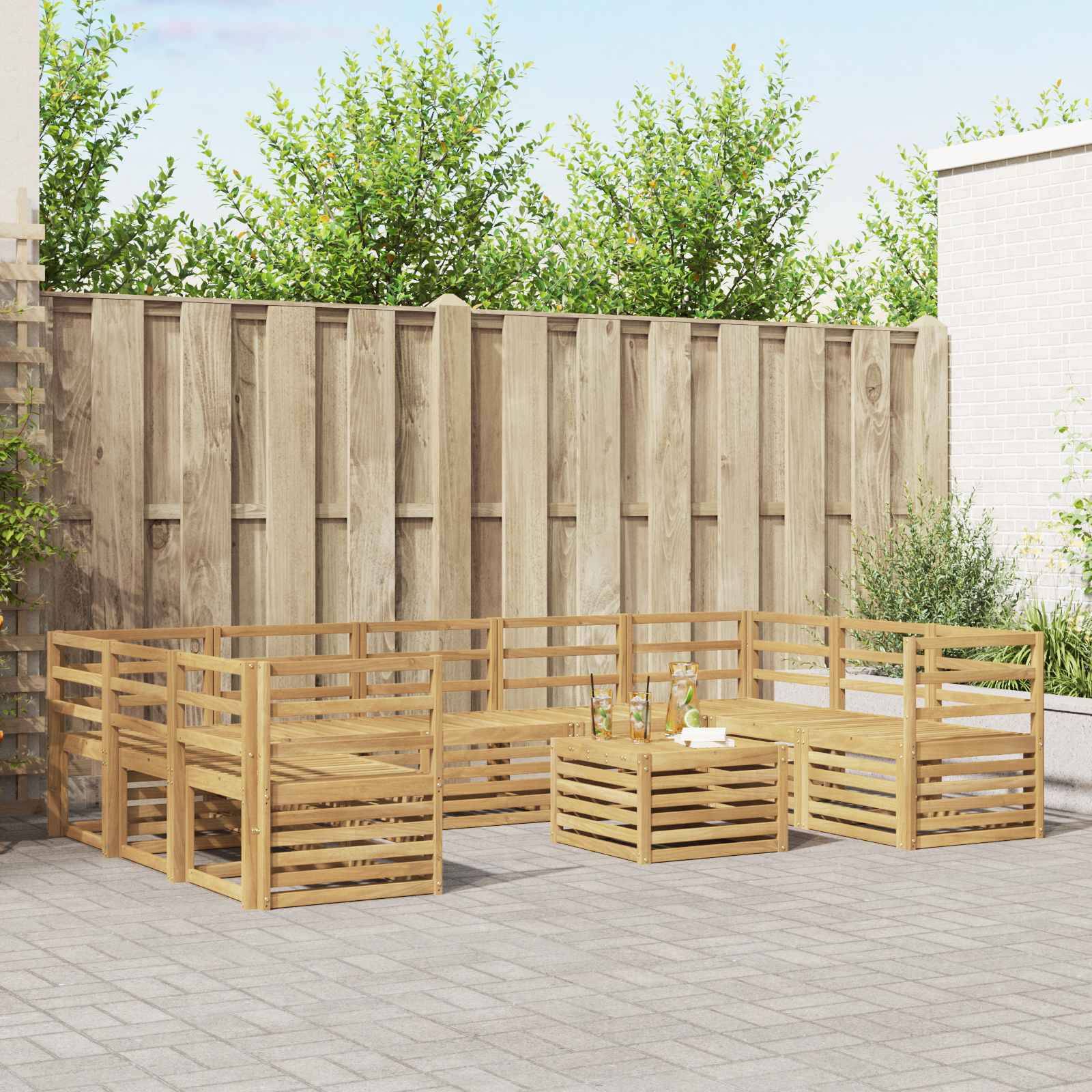 vidaXL Outdoor-Sofagarnitur 10 pcs Weiß 59 x 59 x 37 cm