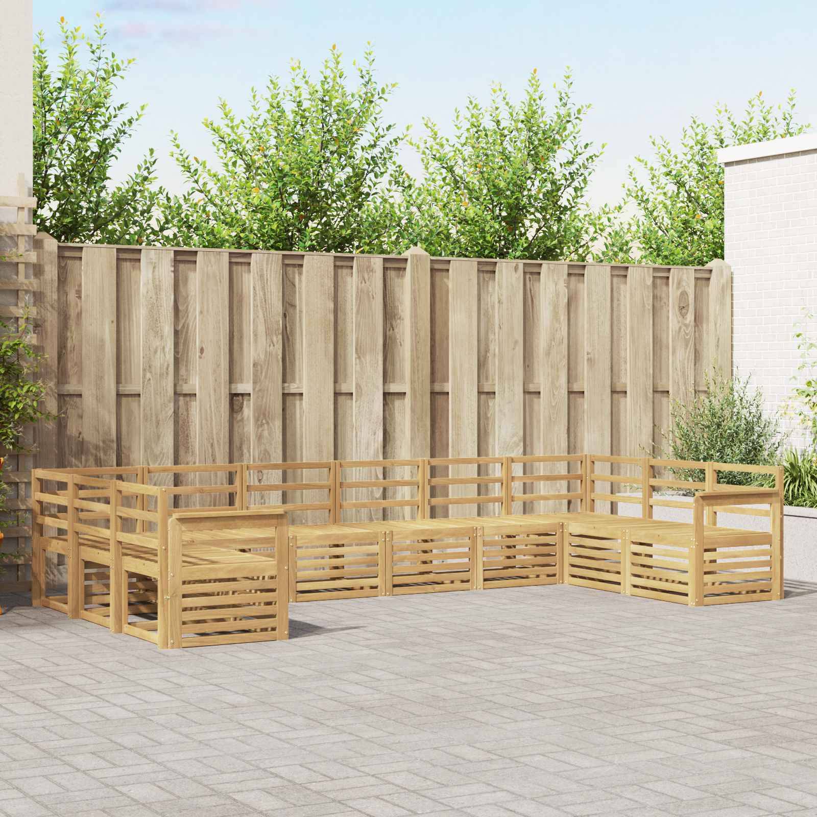 vidaXL Outdoor-Sofagarnitur 10 pcs Weiß 363 x 187,5 x 73 cm