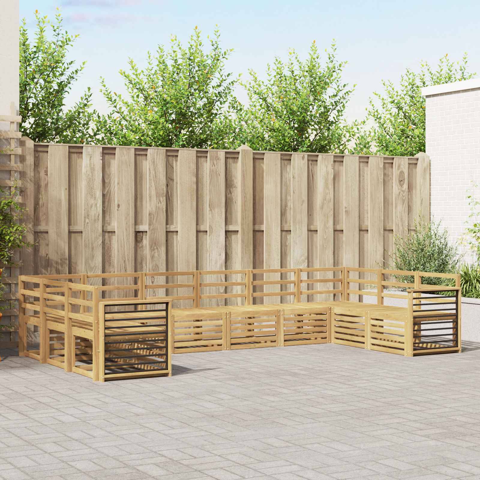 vidaXL Outdoor-Sofagarnitur 10 pcs Weiß 363 x 187,5 x 73 cm