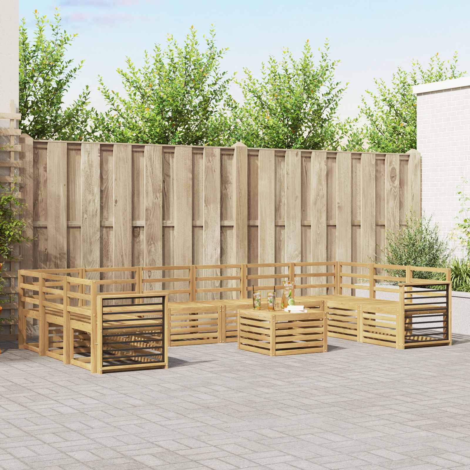 vidaXL Outdoor-Sofagarnitur 11 pcs Weiß 59 x 59 x 37 cm