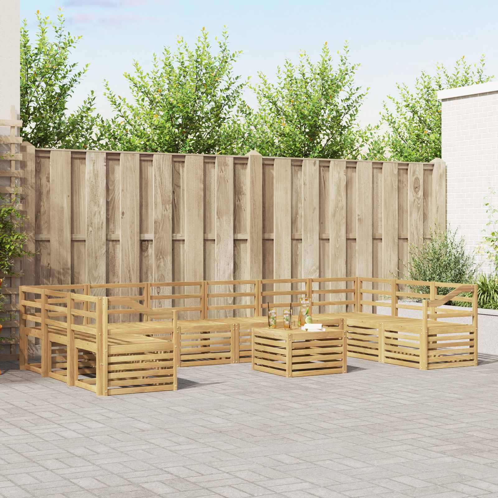 vidaXL Outdoor-Sofagarnitur 11 pcs Weiß 59 x 59 x 37 cm