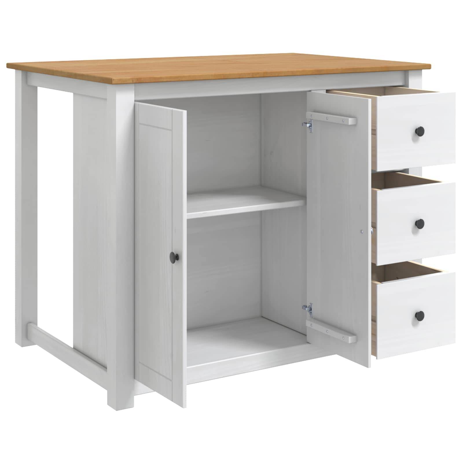 vidaXL Küchentrolley PANAMA 2 pcs Weiß und Honigwachs 112 x 77 x 90 cm