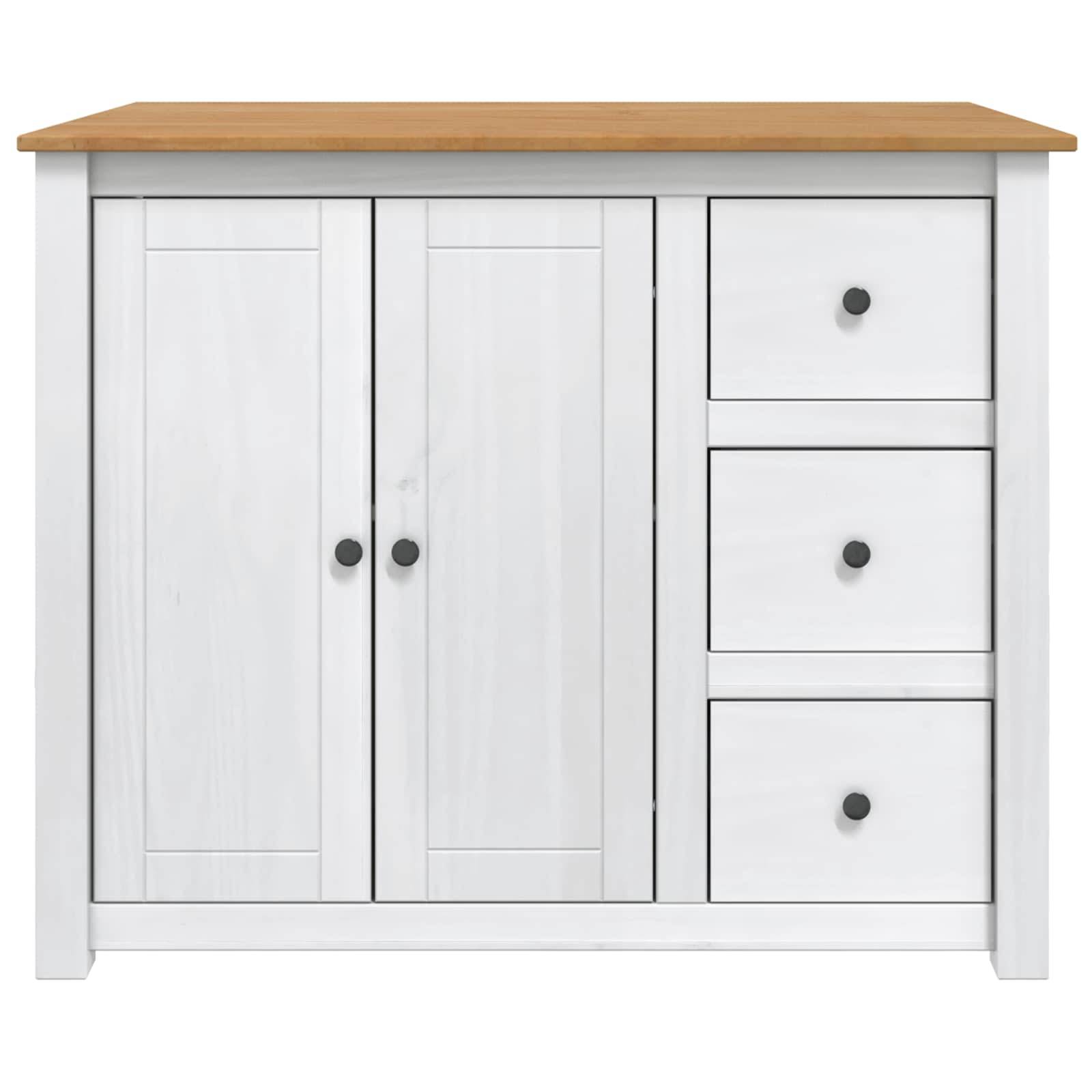 vidaXL Küchentrolley PANAMA 2 pcs Weiß und Honigwachs 112 x 77 x 90 cm