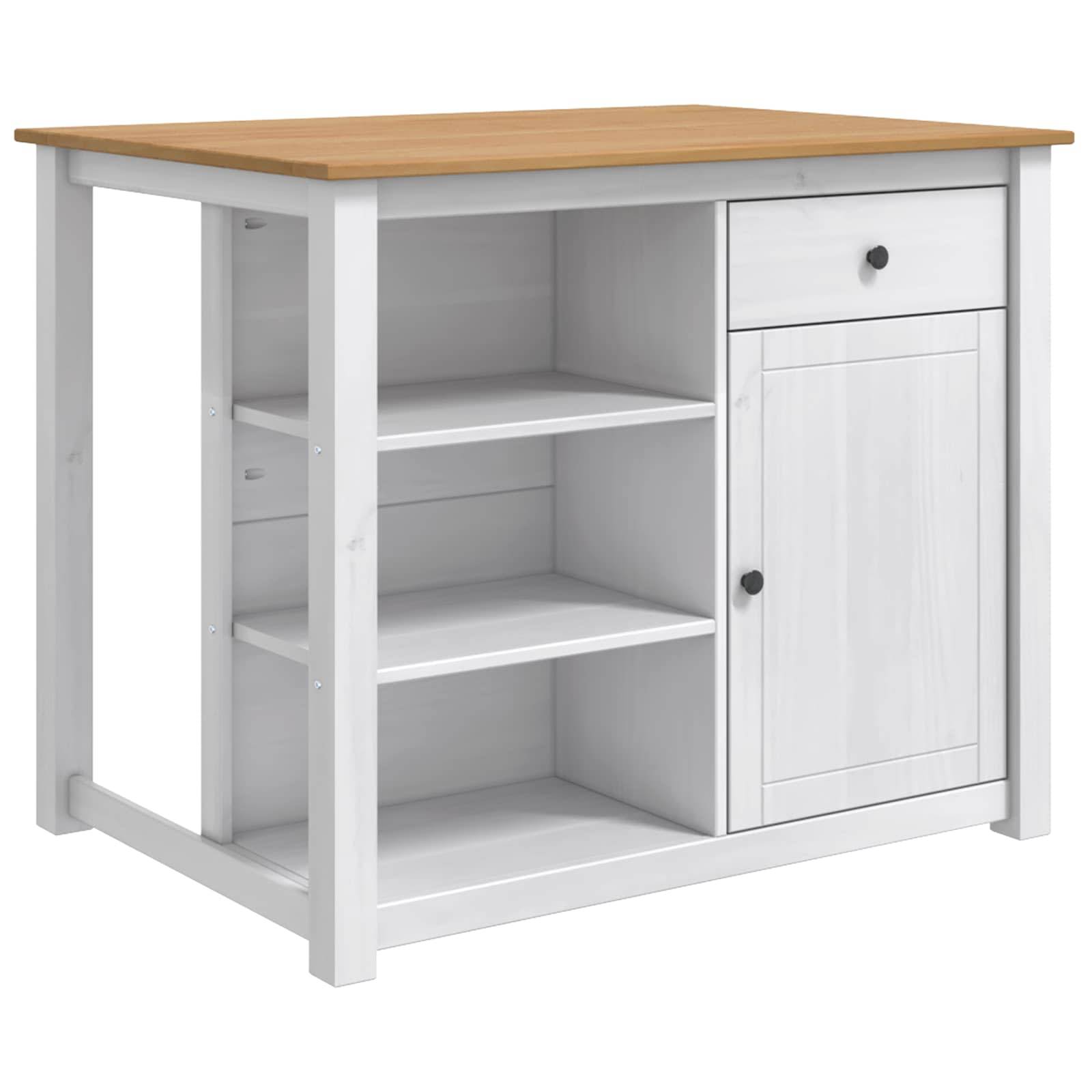 vidaXL Küchentrolley PANAMA 2 pcs Weiß und Honigwachs 112 x 77 x 90 cm