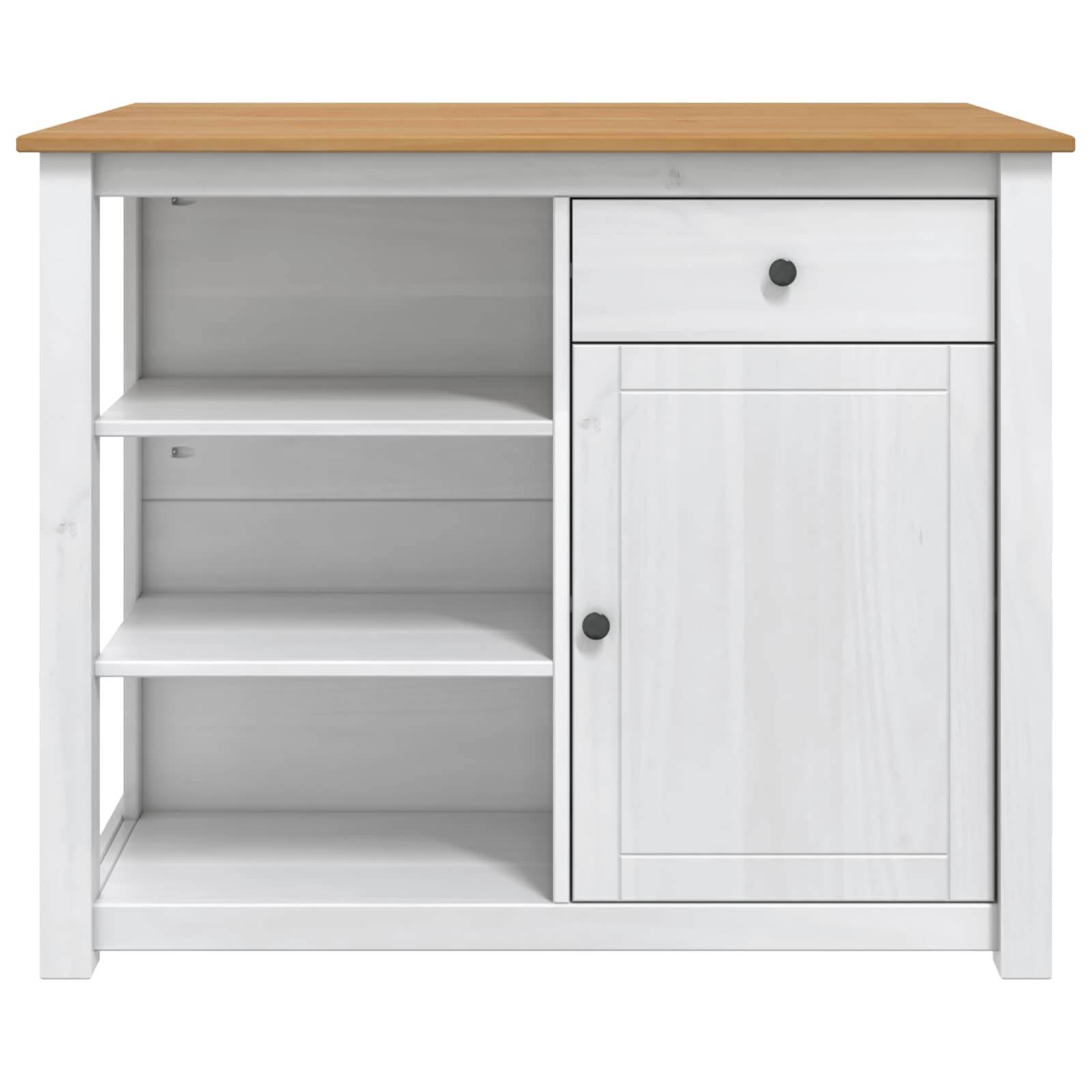 vidaXL Küchentrolley PANAMA 2 pcs Weiß und Honigwachs 112 x 77 x 90 cm