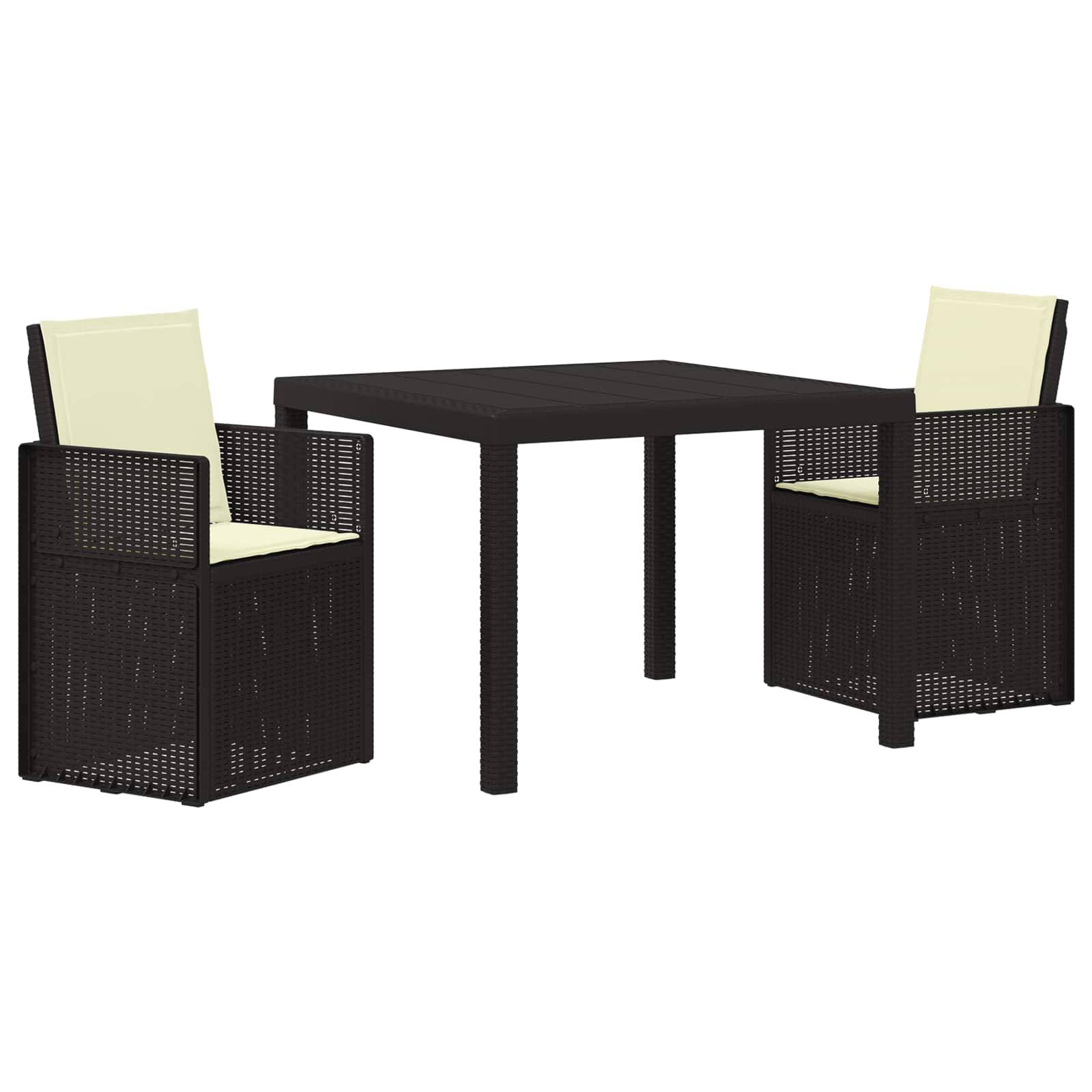 vidaXL Garten Essgruppe mit Kissen 3 pcs Anthrazit und Creme PP