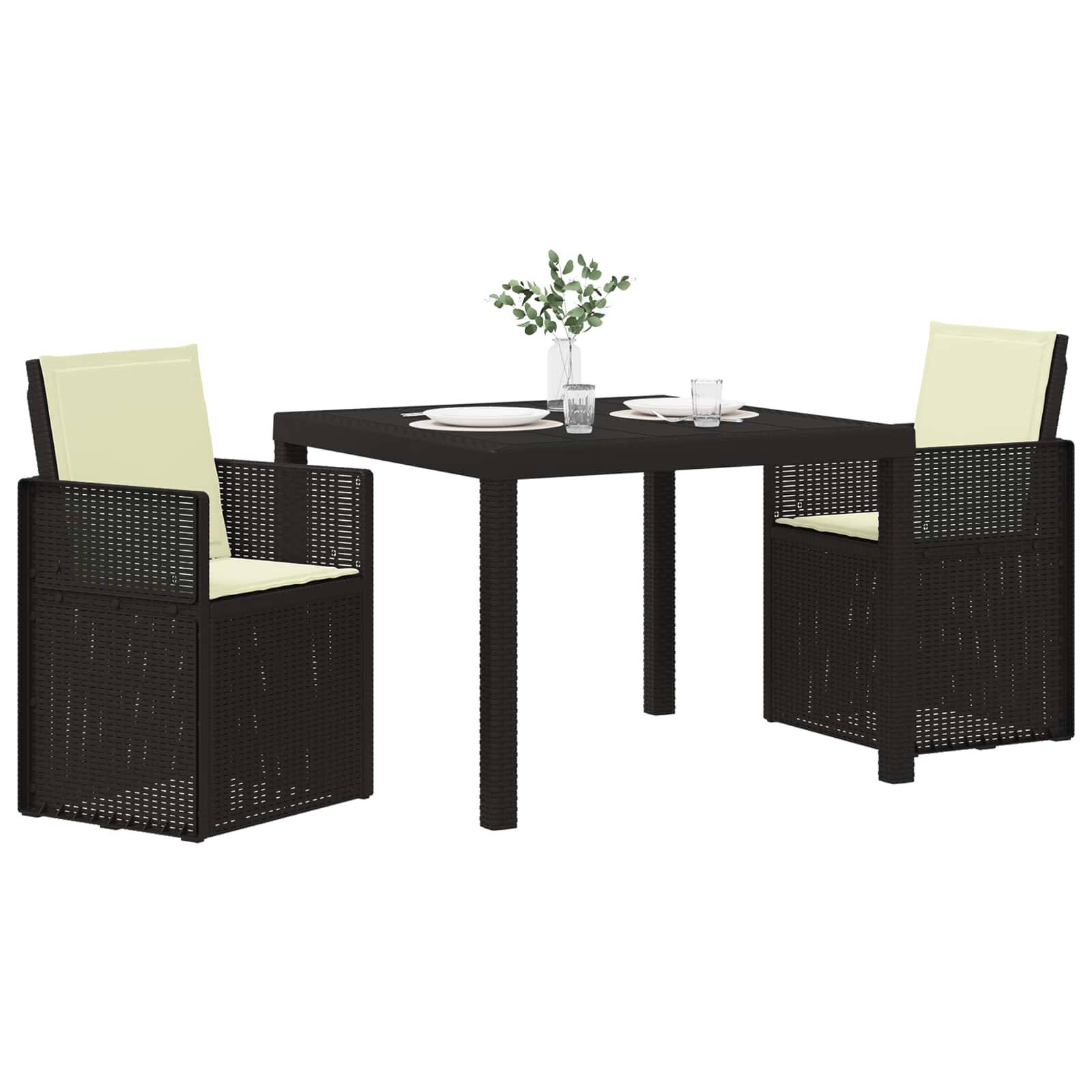 vidaXL Garten Essgruppe mit Kissen 3 pcs Anthrazit und Creme PP