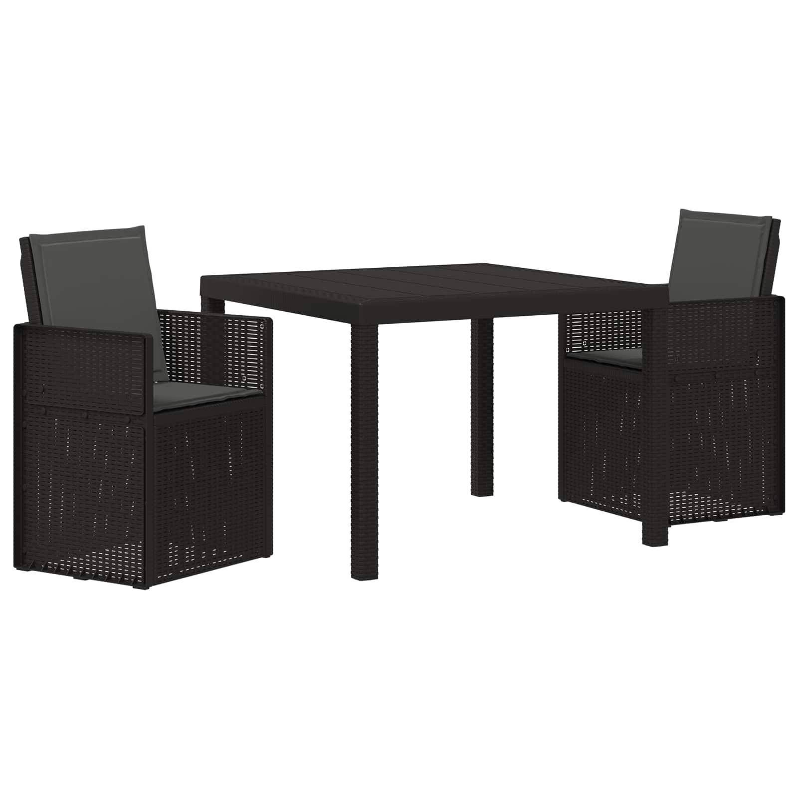 vidaXL Garten Essgruppe mit Kissen 3 pcs Anthrazit PP