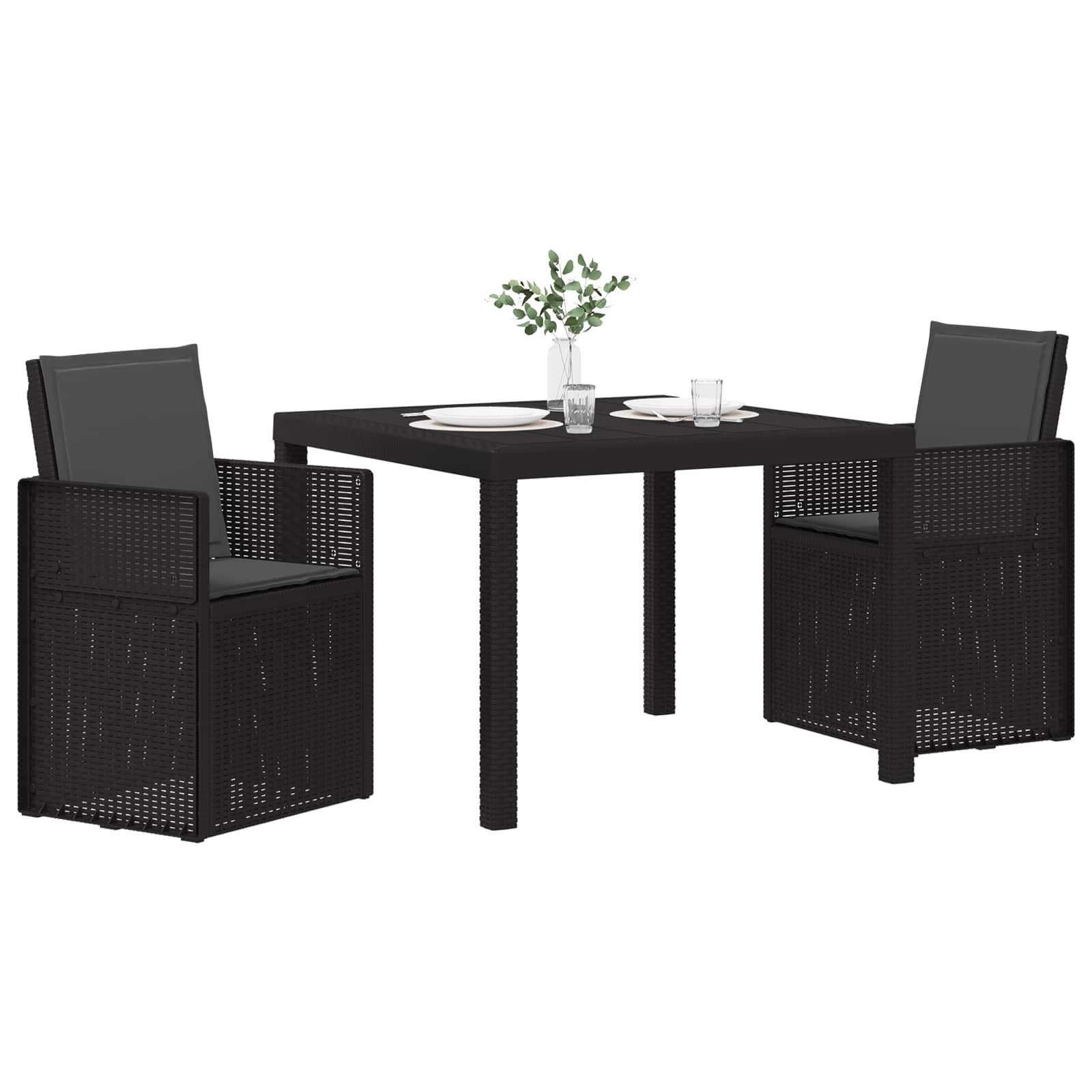 vidaXL Garten Essgruppe mit Kissen 3 pcs Anthrazit PP