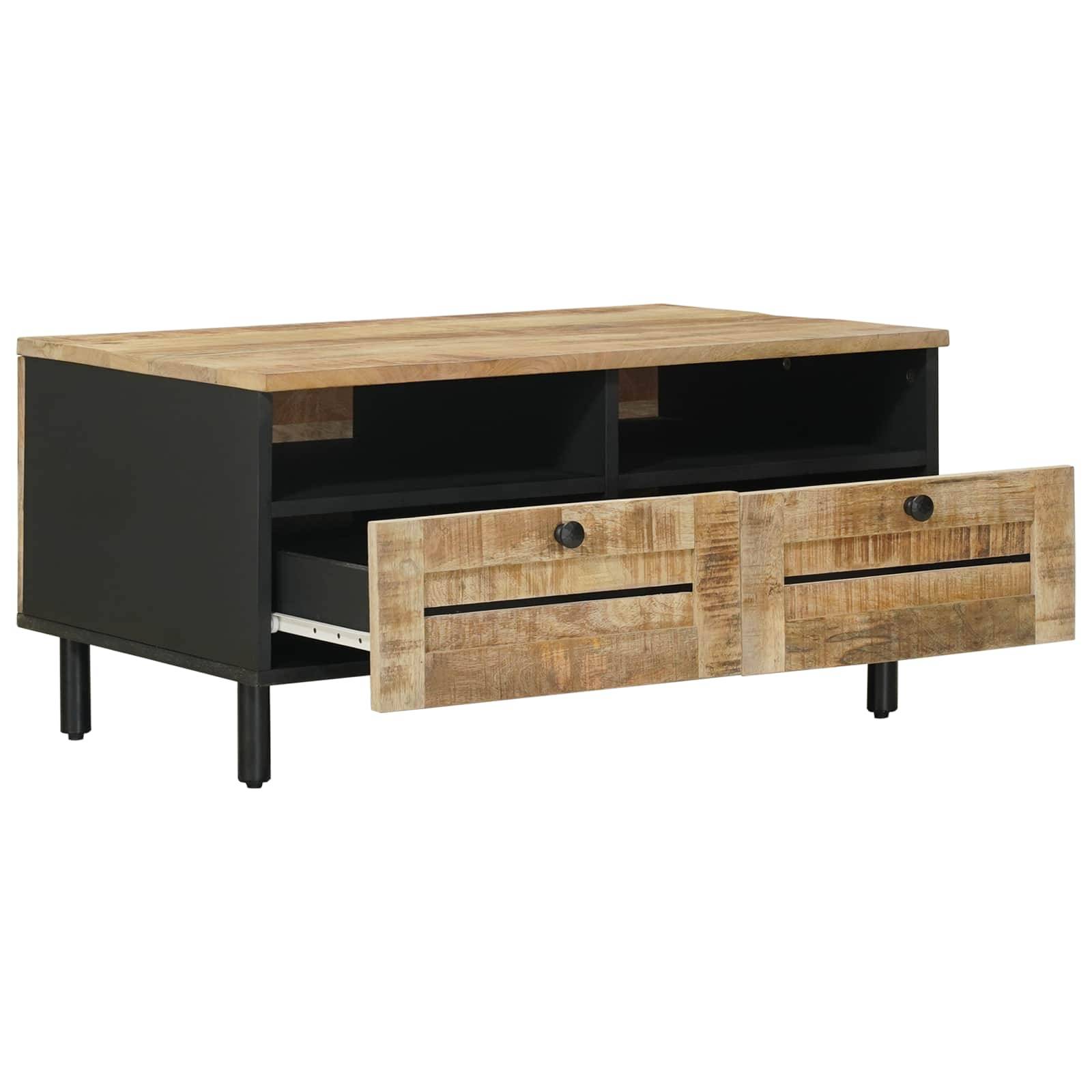 vidaXL Couchtisch Braun und Schwarz 80 x 54 x 40 cm Massivholz Mango
