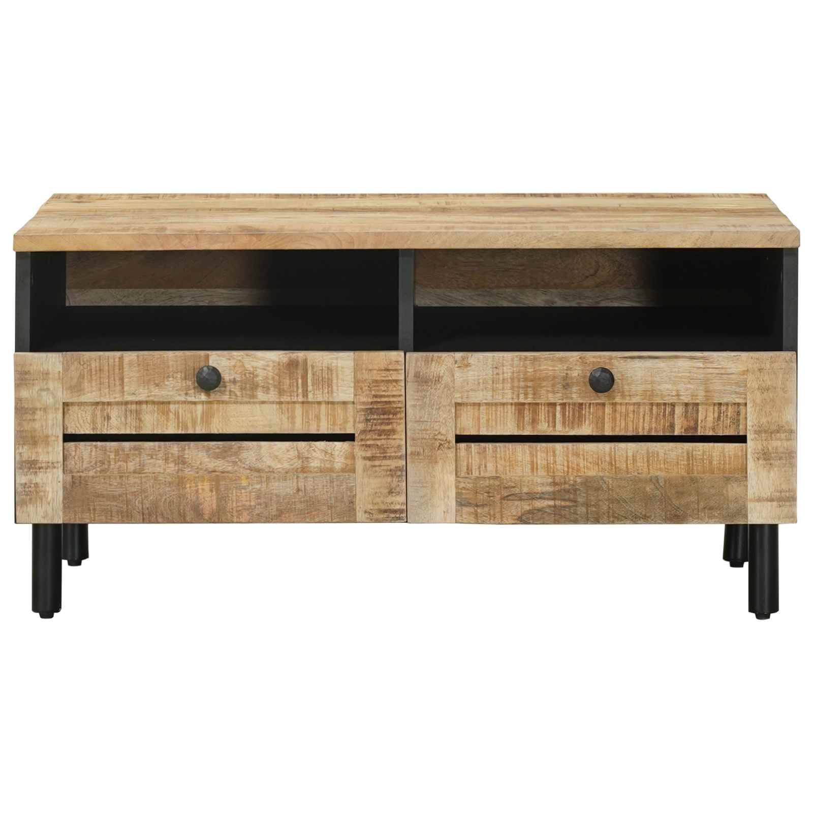 vidaXL Couchtisch Braun und Schwarz 80 x 54 x 40 cm Massivholz Mango