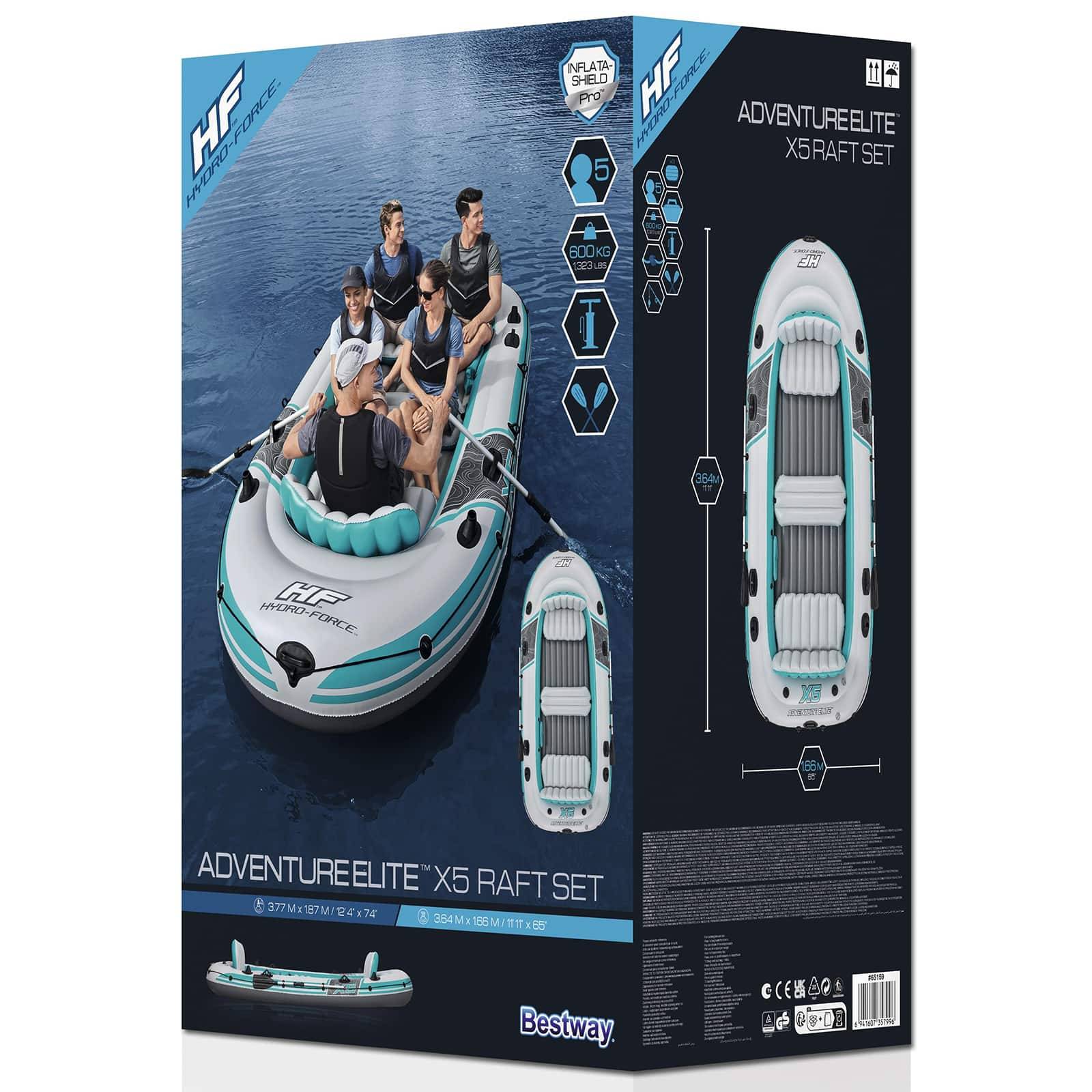 Bestway Schlauchboot Grau und Weiß 3,64 x 1,66 m PVC
