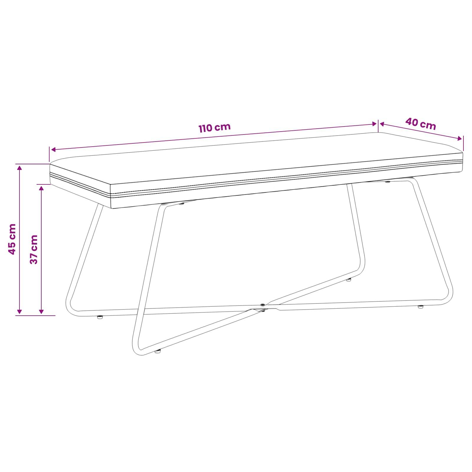 vidaXL Bank Uni Hellgrau 110 x 40 x 45 cm Samt