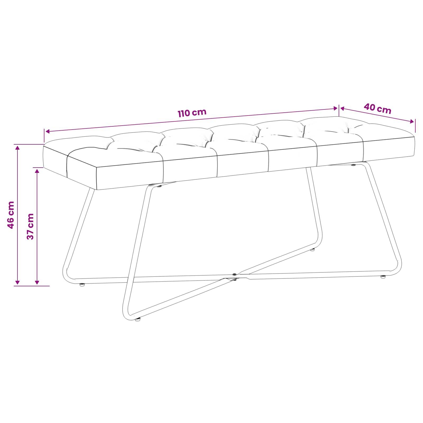 vidaXL Bank mit Knopfheftung Rosa 110 x 40 x 46 cm Stoff