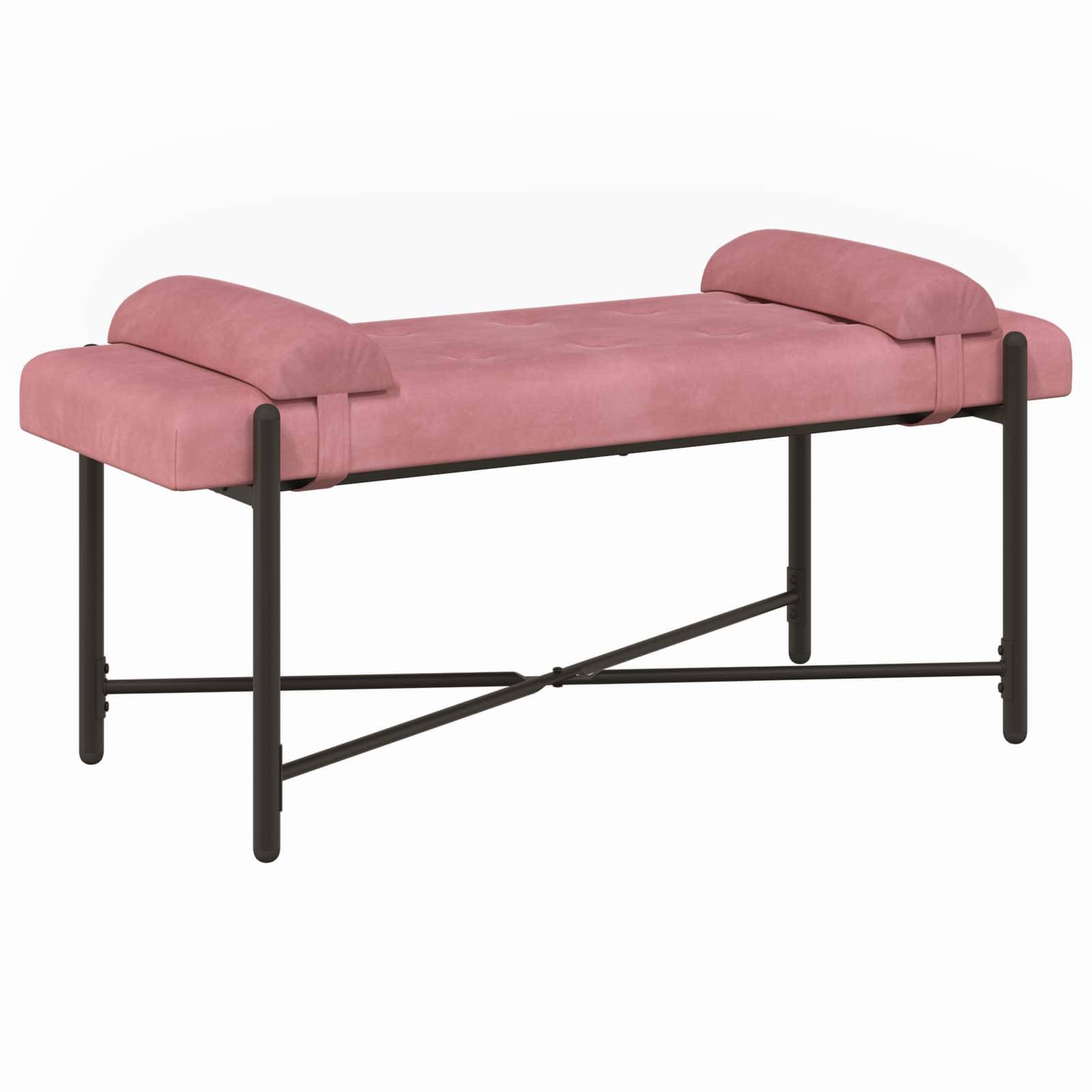vidaXL Knopfgepolsterte Bank mit Kissen Rosa 110 x 40 x 46 cm Samt