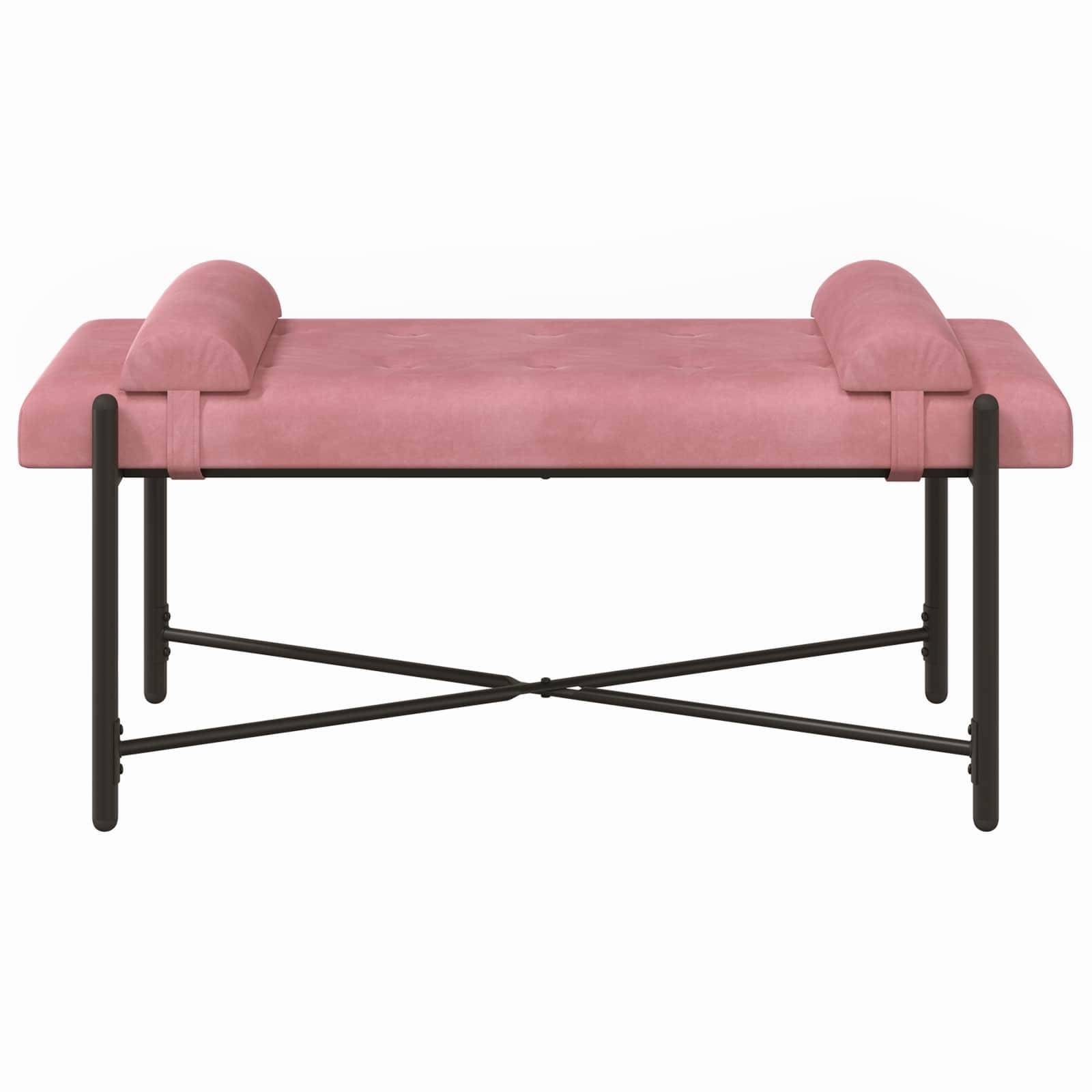 vidaXL Knopfgepolsterte Bank mit Kissen Rosa 110 x 40 x 46 cm Samt
