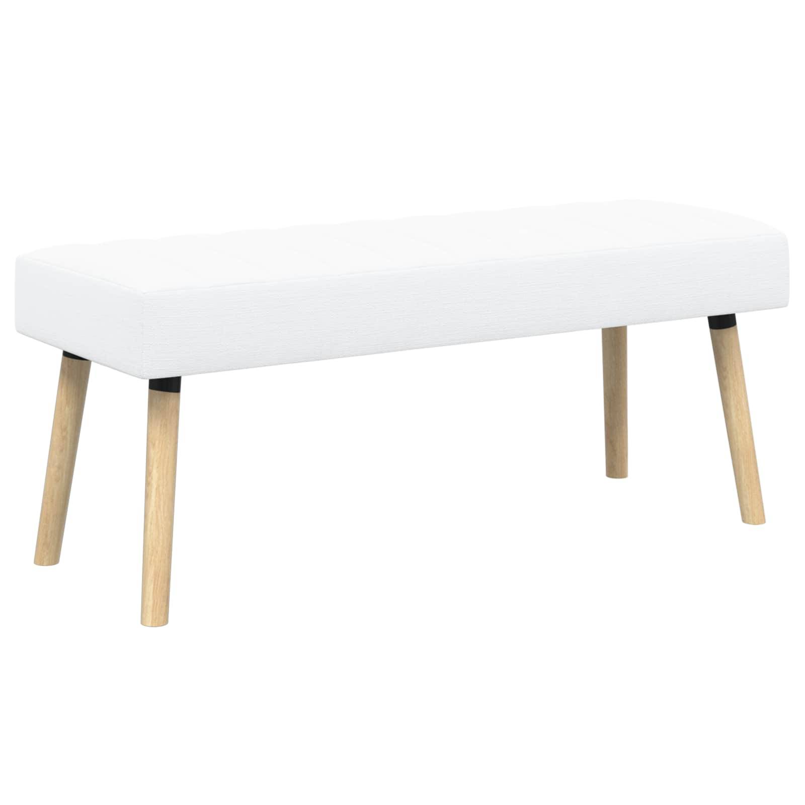 vidaXL Kanalgepolsterte Bank Weiß 110 x 40 x 46 cm Stoff
