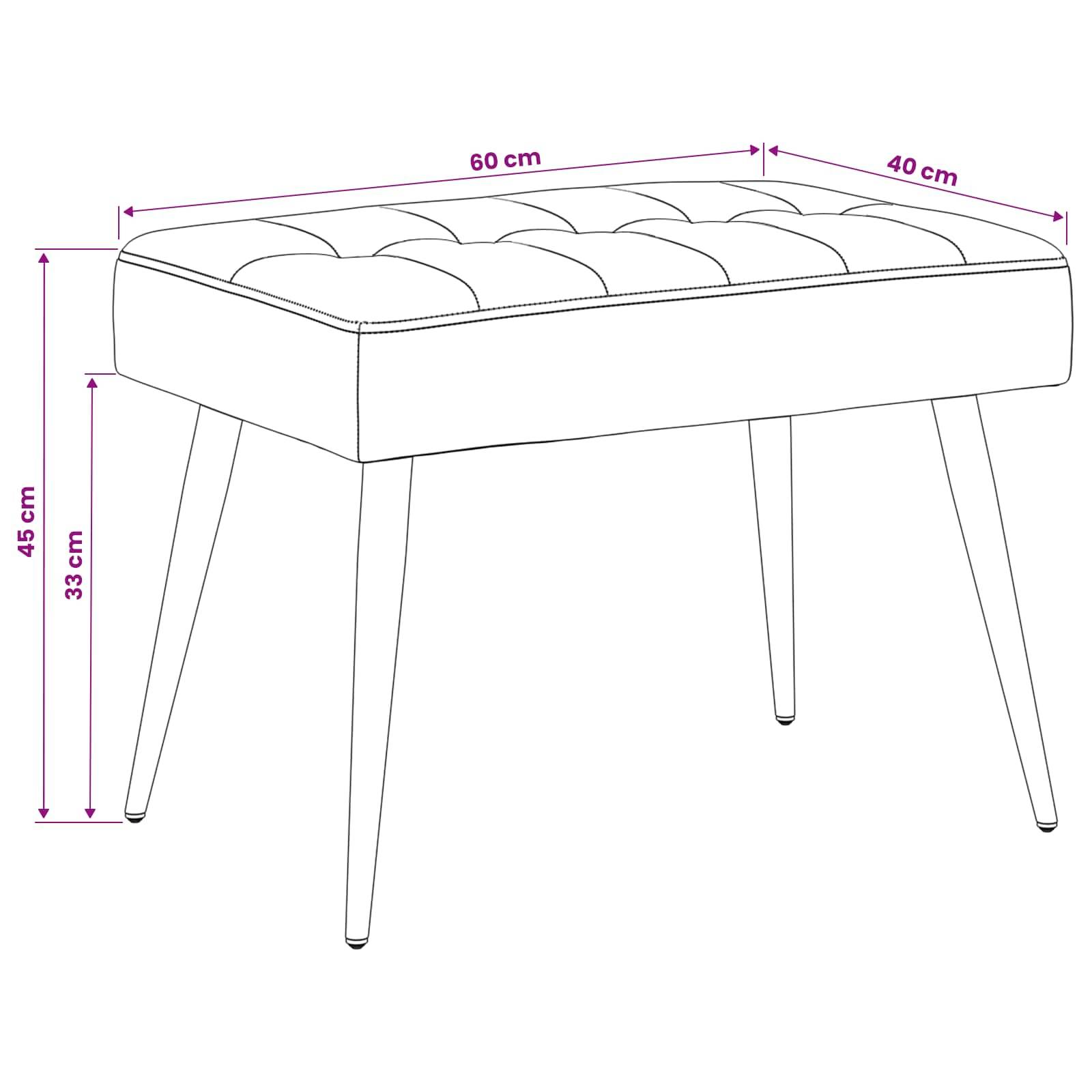 vidaXL Bank mit Knopfheftung Schwarz 60 x 40 x 45 cm Samt