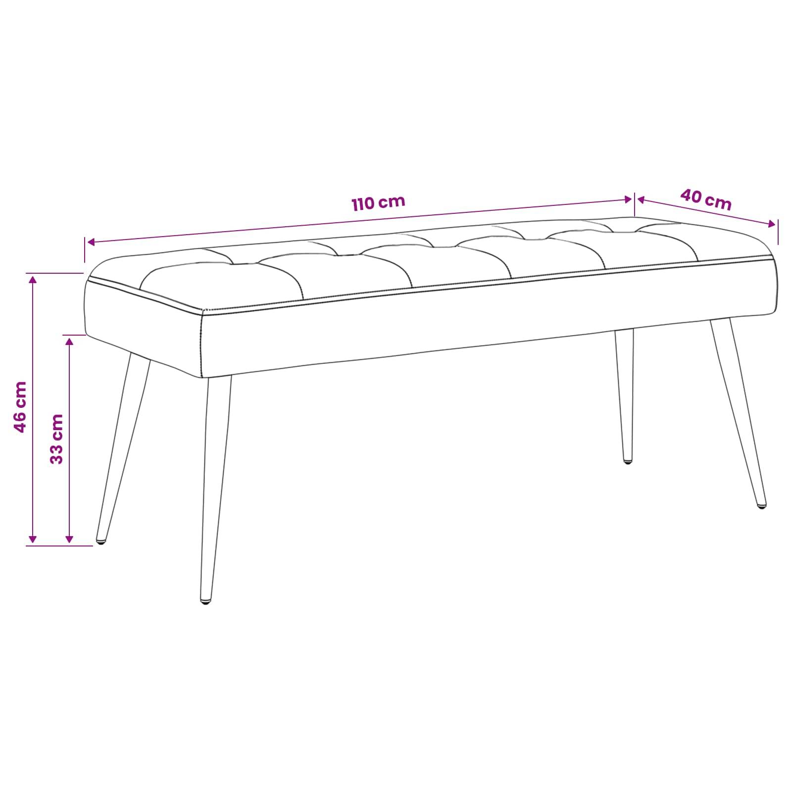 vidaXL Bank mit Knopfheftung Gelb 110 x 40 x 46 cm Samt