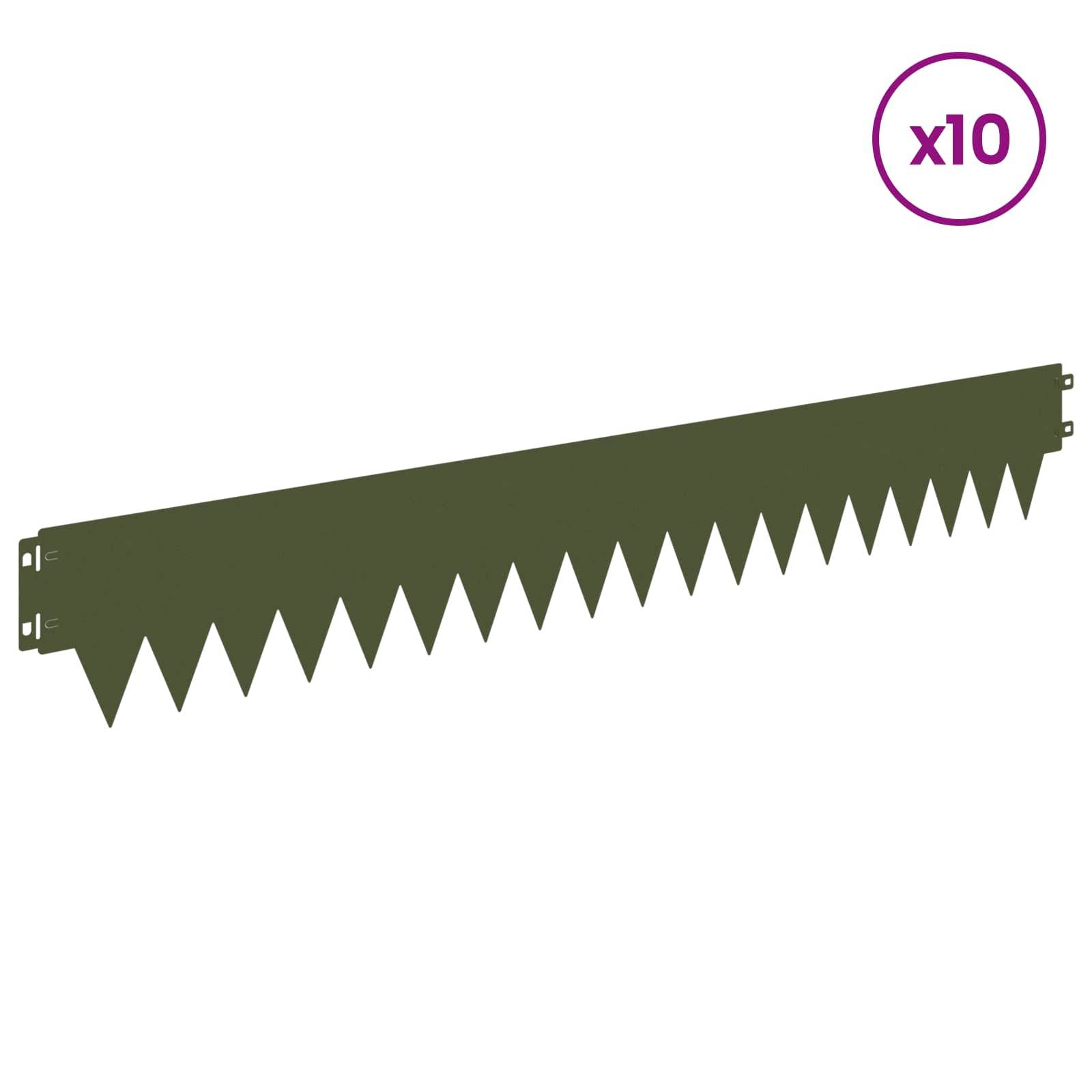 vidaXL Raseneinfassung 10 pcs 103 x 15 cm Metall Olivgrün