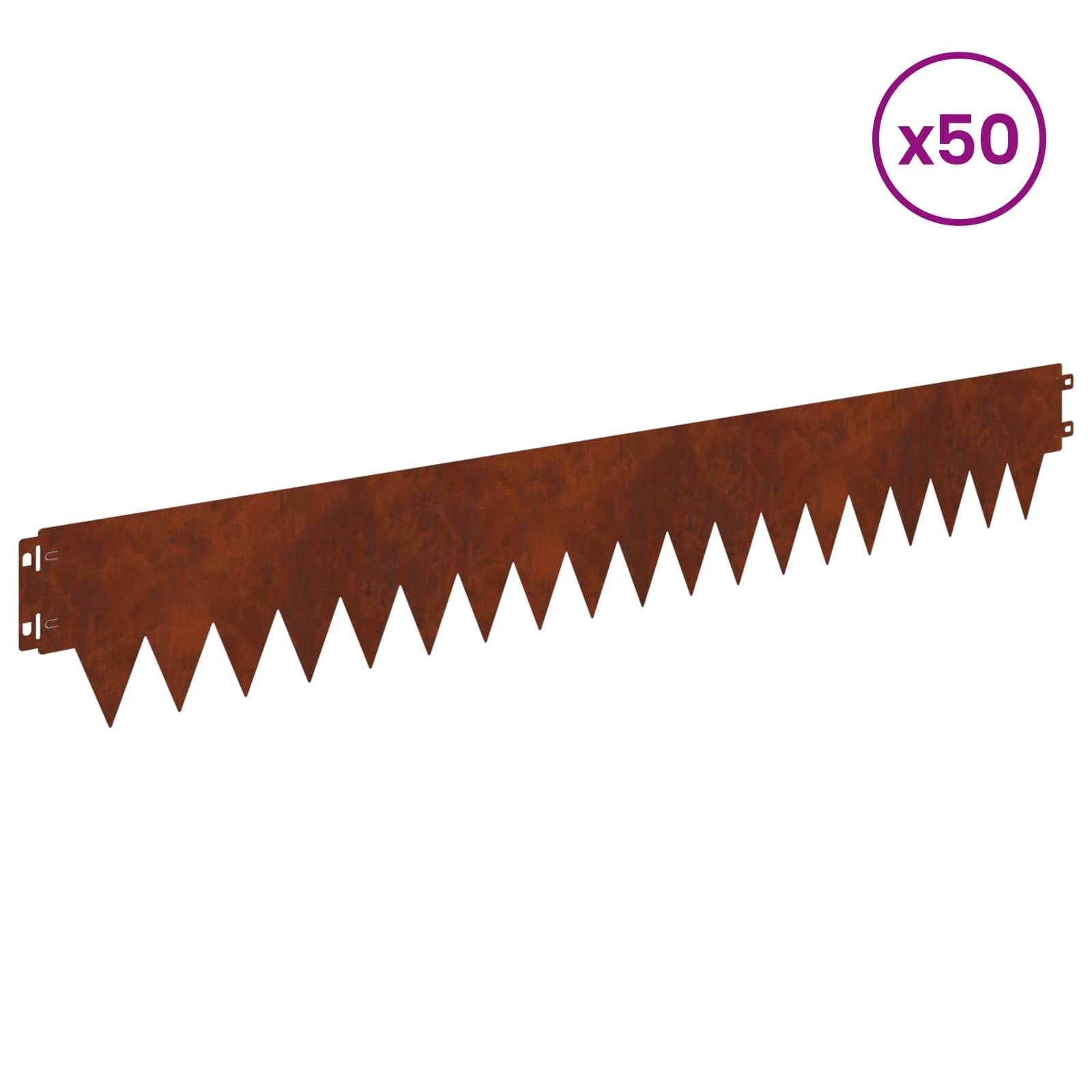 vidaXL Raseneinfassung 50 pcs 103 x 15 cm Metall Rostig