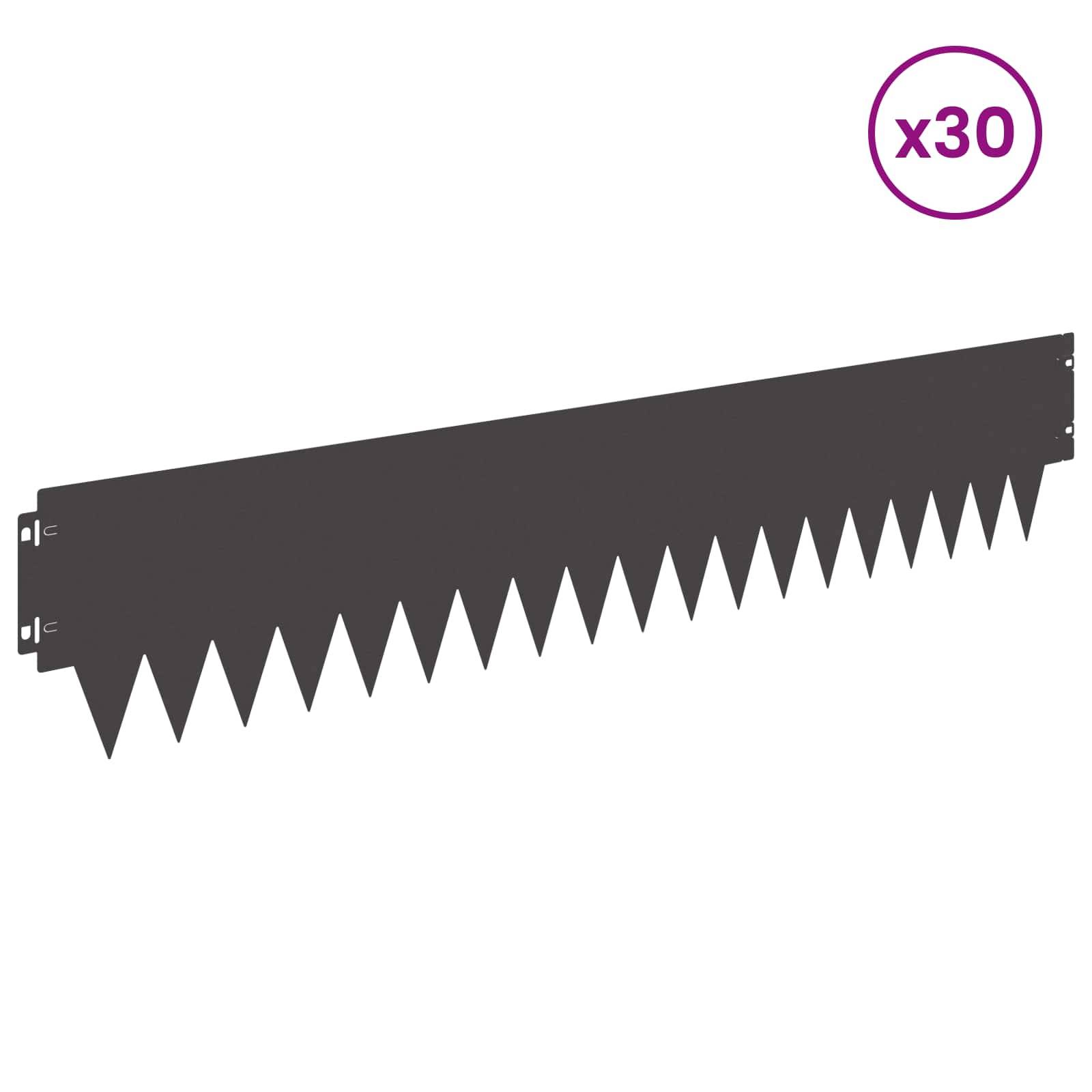 vidaXL Raseneinfassung 30 pcs 103 x 20 cm Metall Schwarz