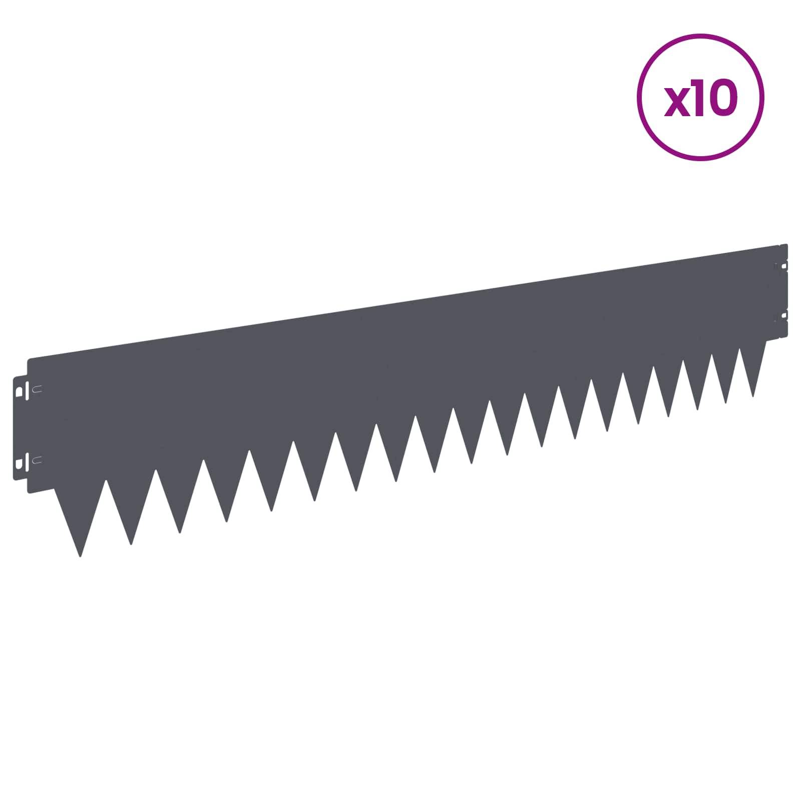 vidaXL Raseneinfassung 10 pcs 103 x 20 cm Metall Anthrazit