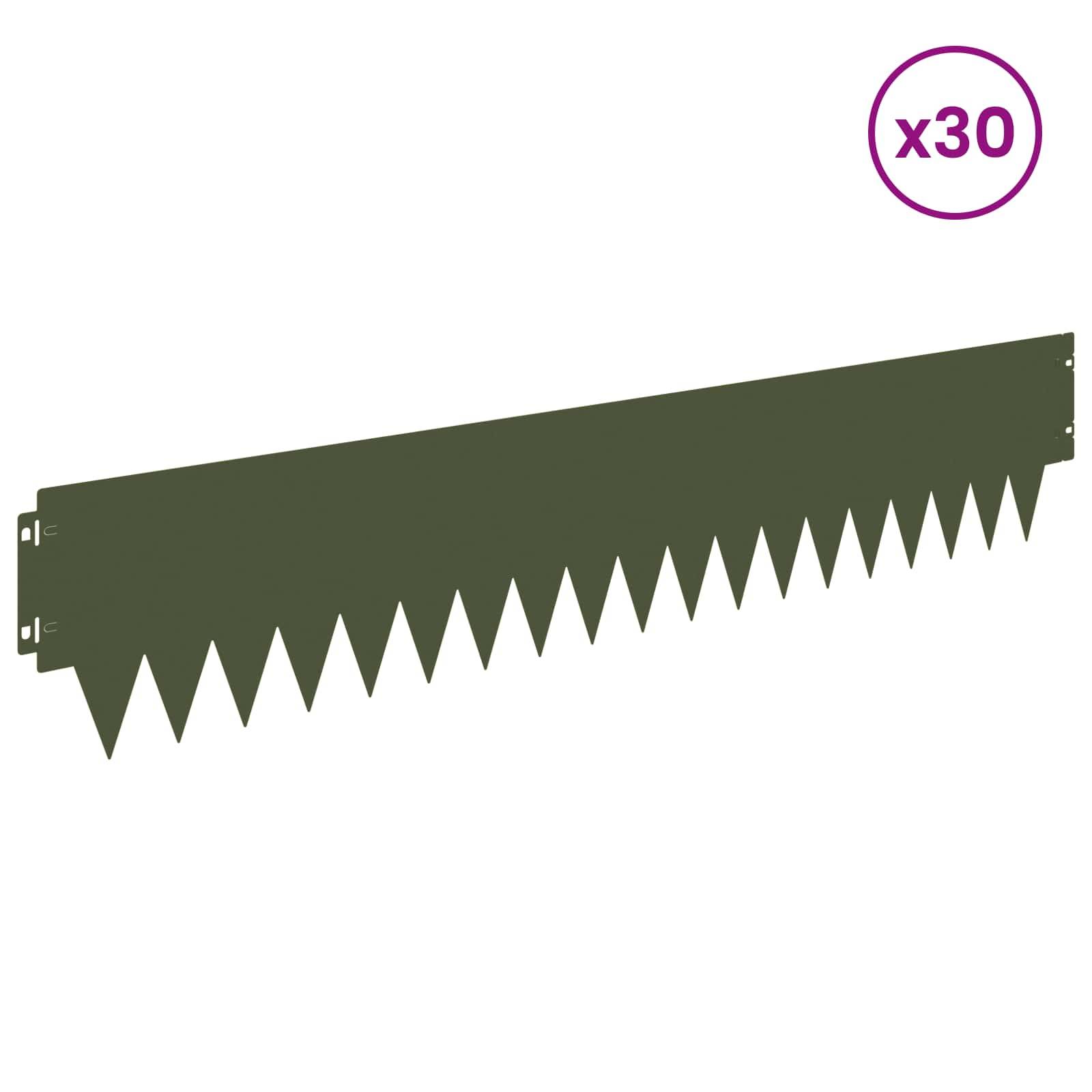 vidaXL Raseneinfassung 30 pcs 103 x 20 cm Metall Olivgrün